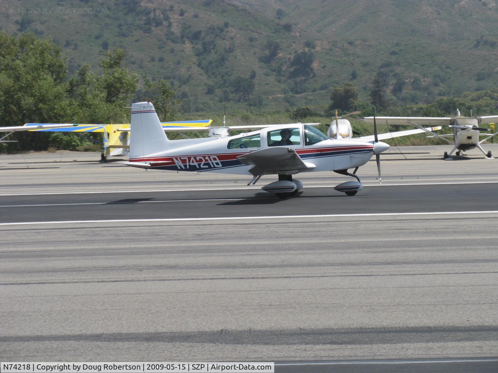 N74218, 1975 Grumman American AA-5B Tiger C/N AA5B-0164, 1975 Grumman American AA-5B TIGER, Lycoming O&VO-360 180 Hp, landing roll Rwy 22