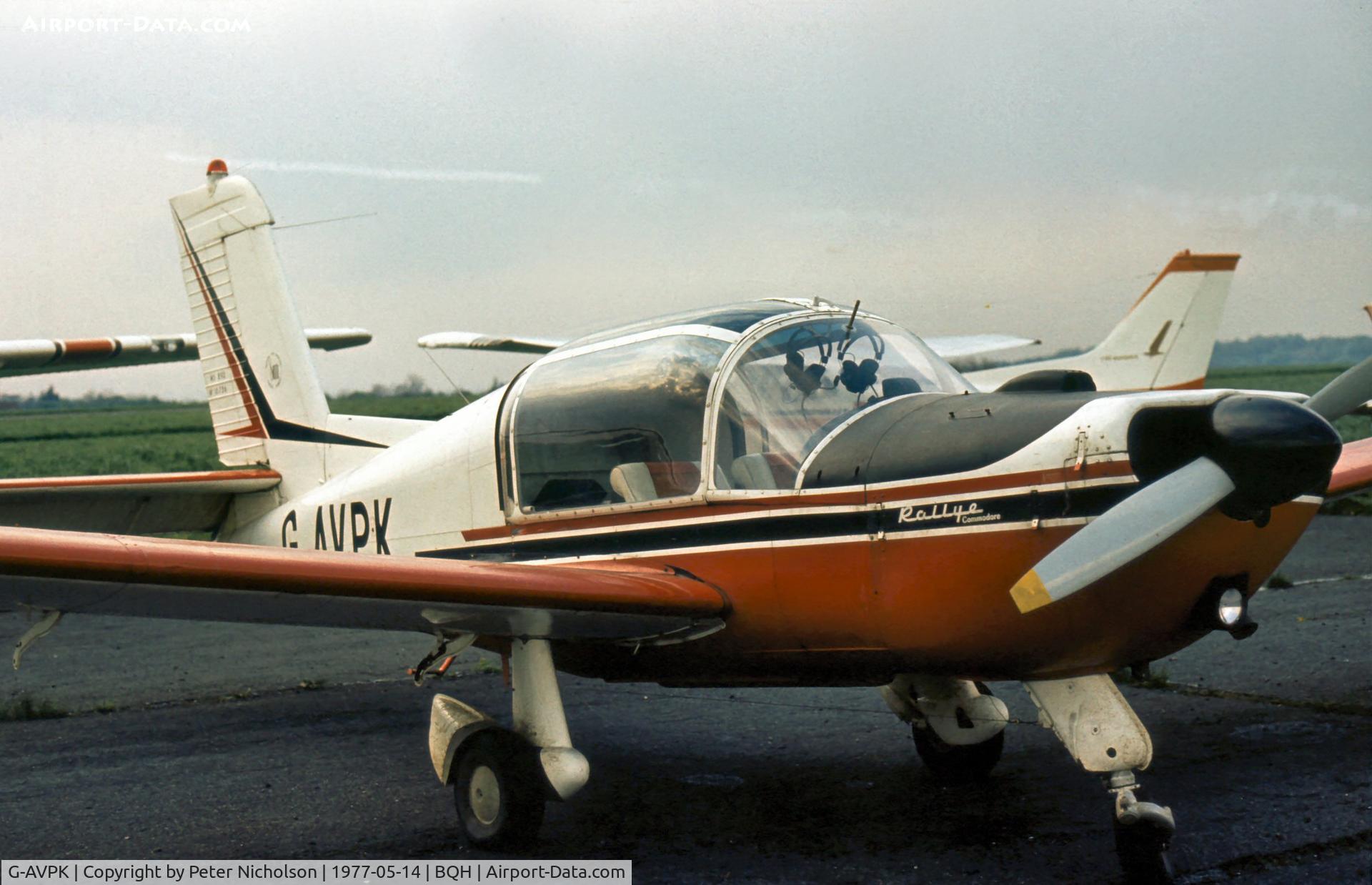 G-AVPK, 1967 Morane-Saulnier MS-892A Rallye Commodore 150 C/N 10736, This Rallye Commodore was present at the 1977 Biggin Hill Air Fair.