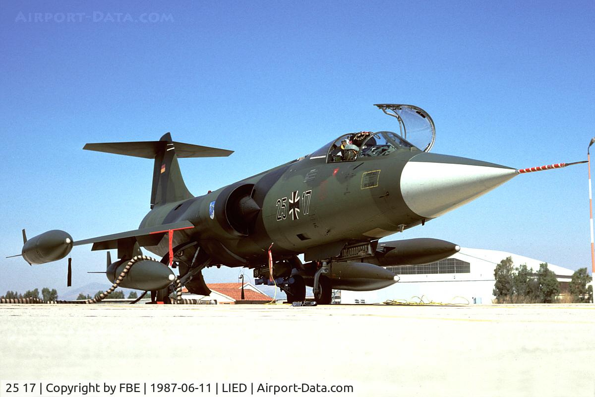 25 17, Lockheed F-104G Starfighter C/N 683-8287, last JaboG34 F-104 deployment to Decimomannu