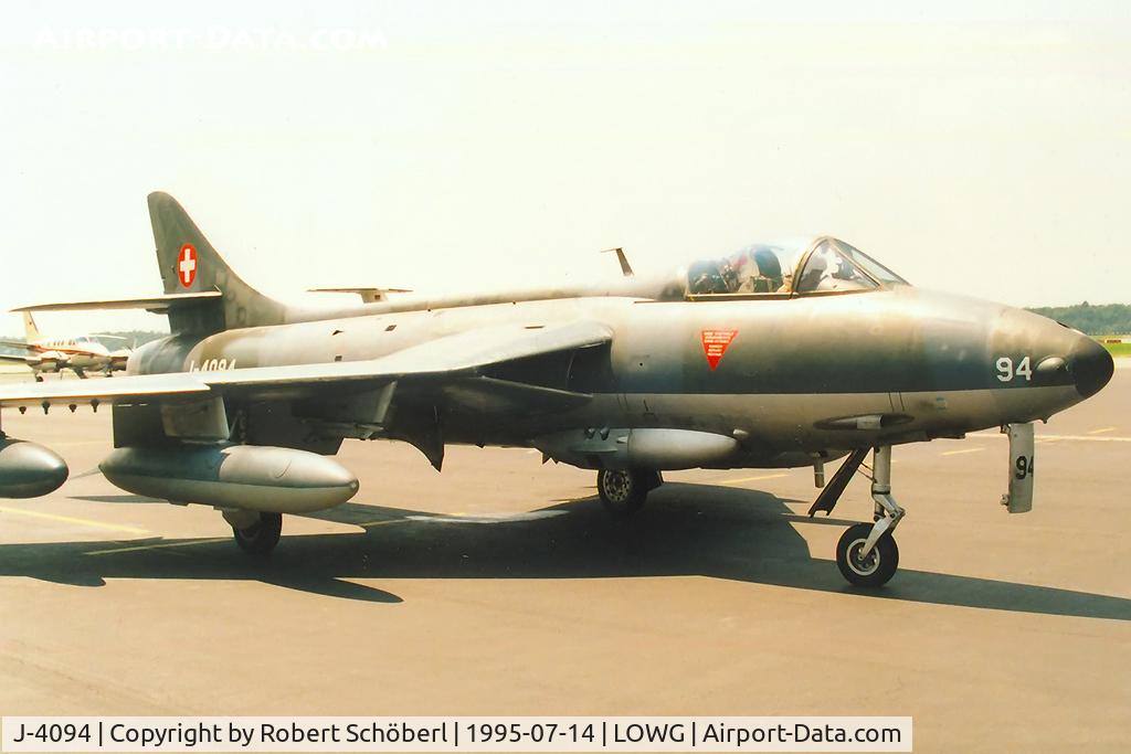 J-4094, Hawker Hunter F.58 C/N 41H-697461, Last flight from Meiringen to Graz