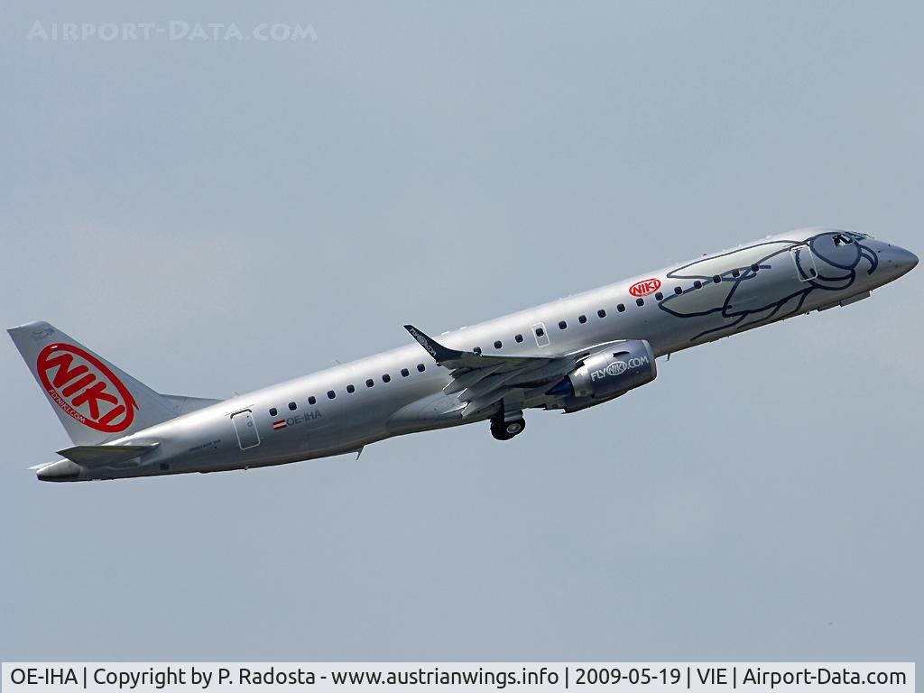 OE-IHA, 2009 Embraer 190LR (ERJ-190-100LR) C/N 19000285, On May 20th this plane took off to its first commercial flight - destination Mailand