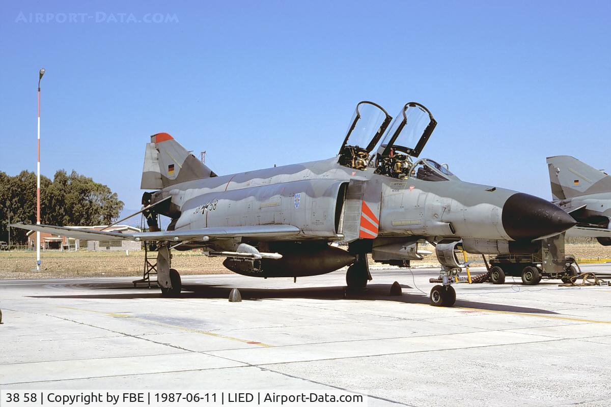 38 58, 1972 McDonnell Douglas F-4F Phantom II C/N 4769, flightline scene at Decimomannu