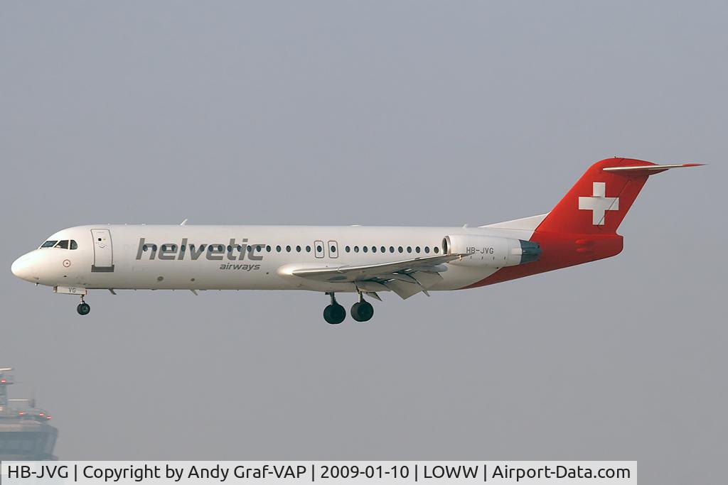 HB-JVG, 1993 Fokker 100 (F-28-0100) C/N 11478, Helvetic F100