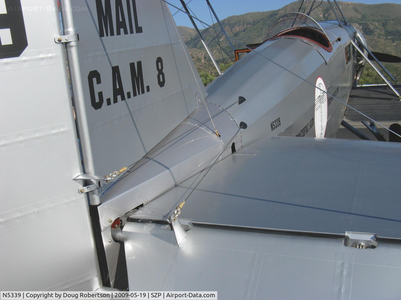 N5339, 1928 Boeing 40C C/N 1043, 1928 Boeing B 40C Airliner, original P&W 420 Hp Wasp replaced by 600 Hp Wasp derated to 525 Hp with CS prop for safe short field ops, rudder & elevator control wires