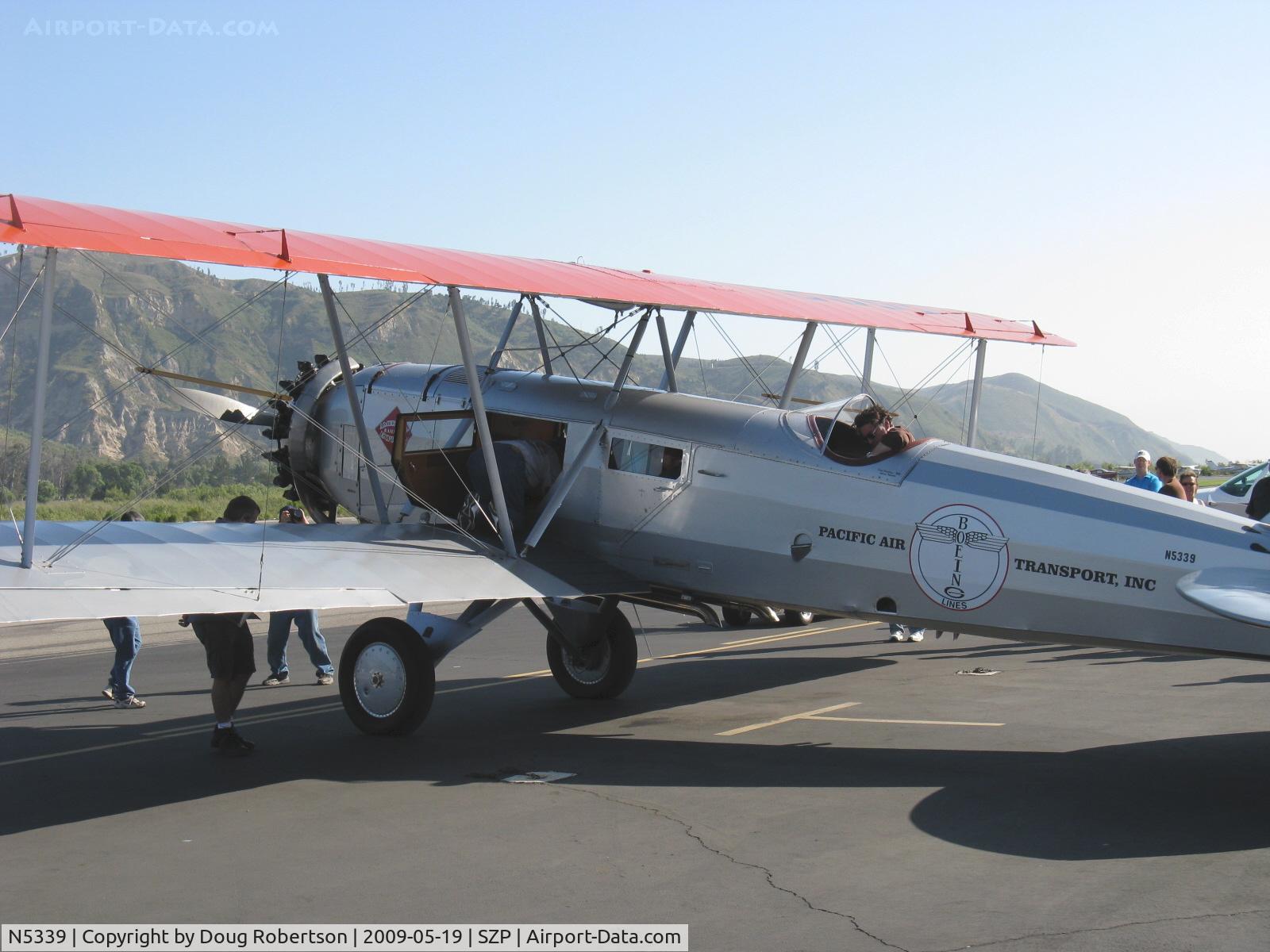 N5339, 1928 Boeing 40C C/N 1043, 1928 Boeing B 40C Airliner, original P&W 420 Hp Wasp replaced by 600 Hp Wasp derated to 525 Hp with CS prop for safe short field ops, rebuilt over eight year period, the builder called it 'eating an elephant one bite at a time.'