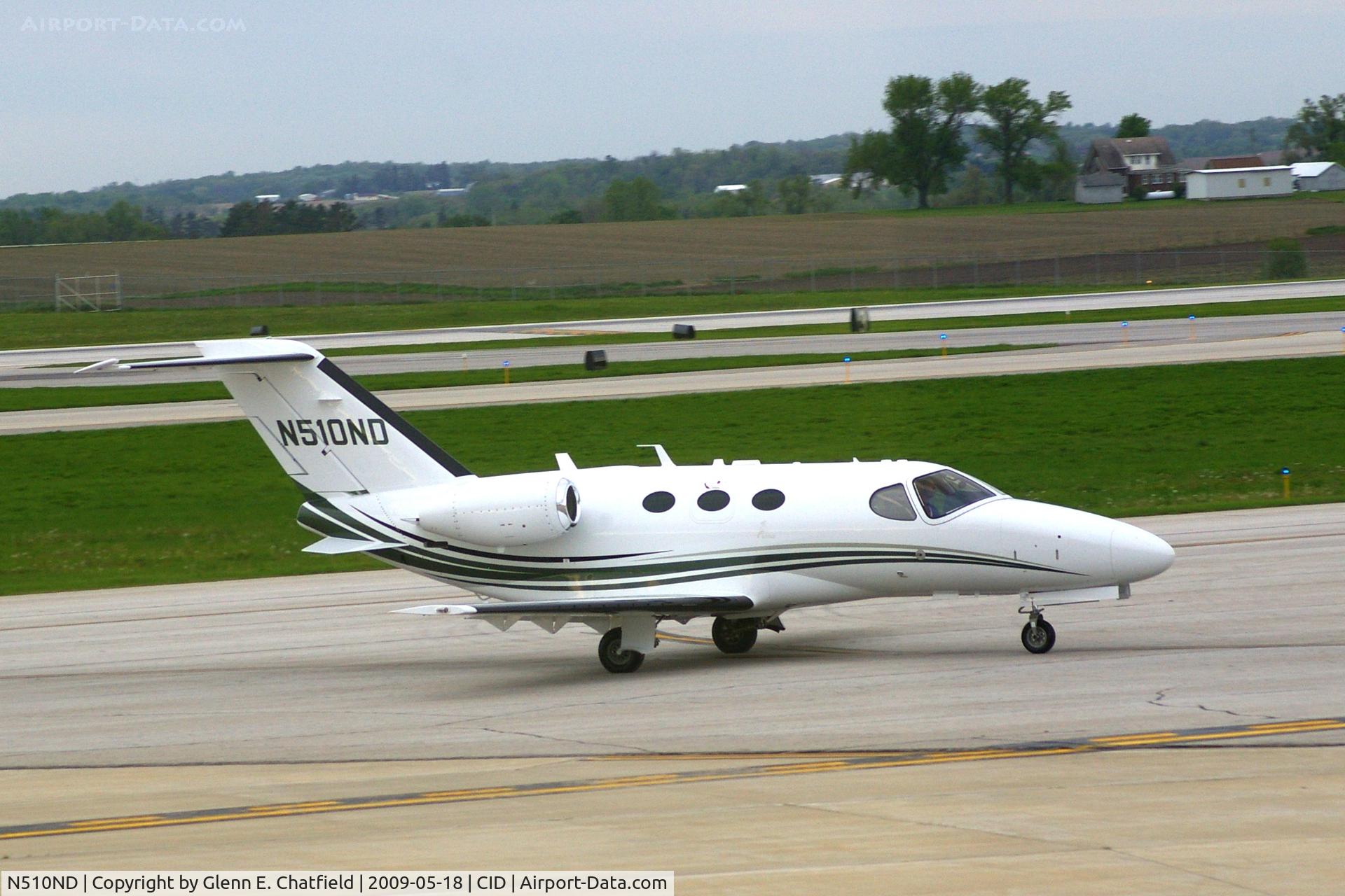 N510ND, 2008 Cessna 510 Citation Mustang C/N 510-0001, Taxiing to Landmark FBO.