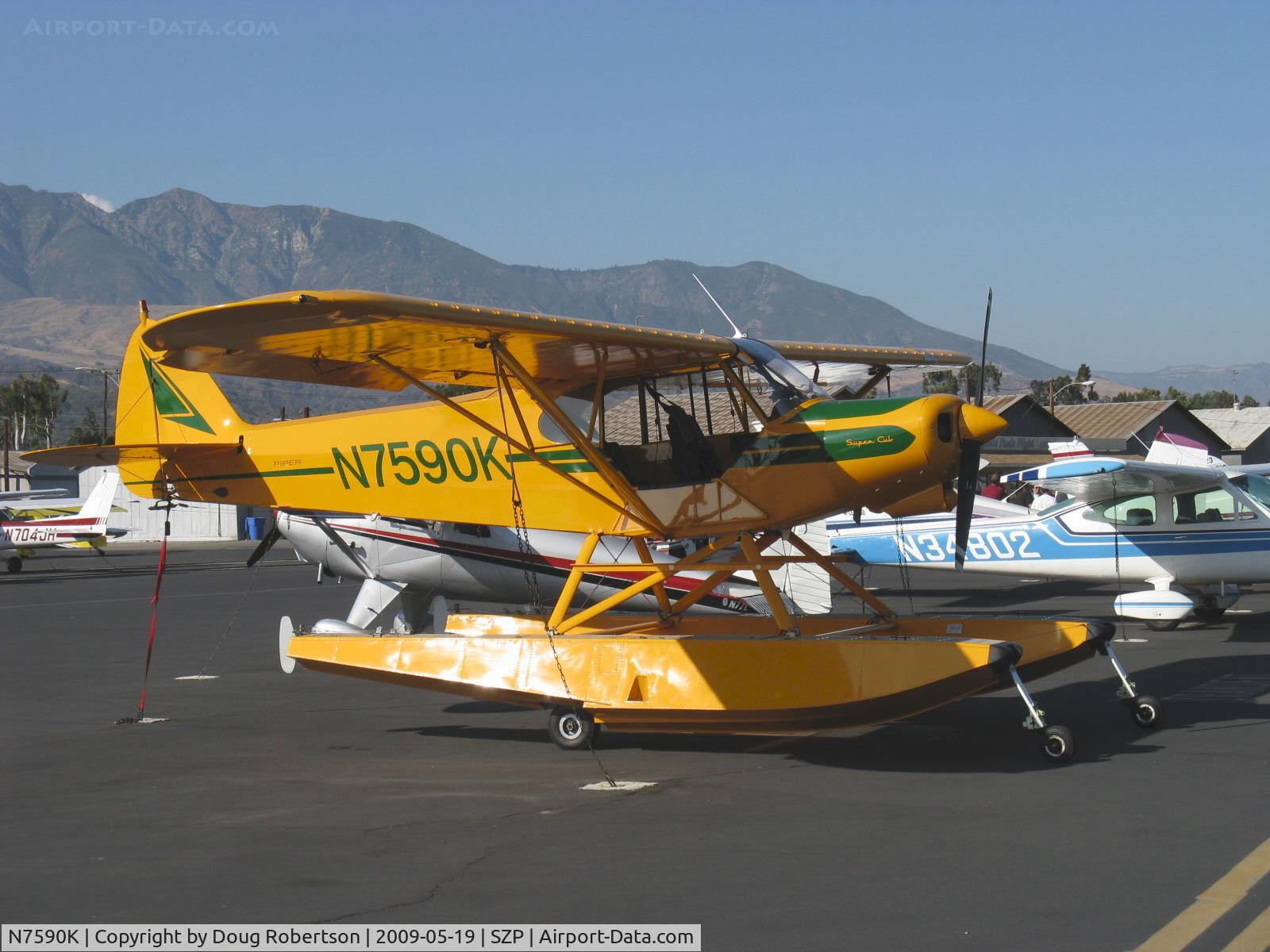 N7590K, 1950 Piper PA-18 C/N 18-307, 1950 Piper PA-18 SUPER CUB Amphibian, Lycoming O-290, on Wipline 2100 floats