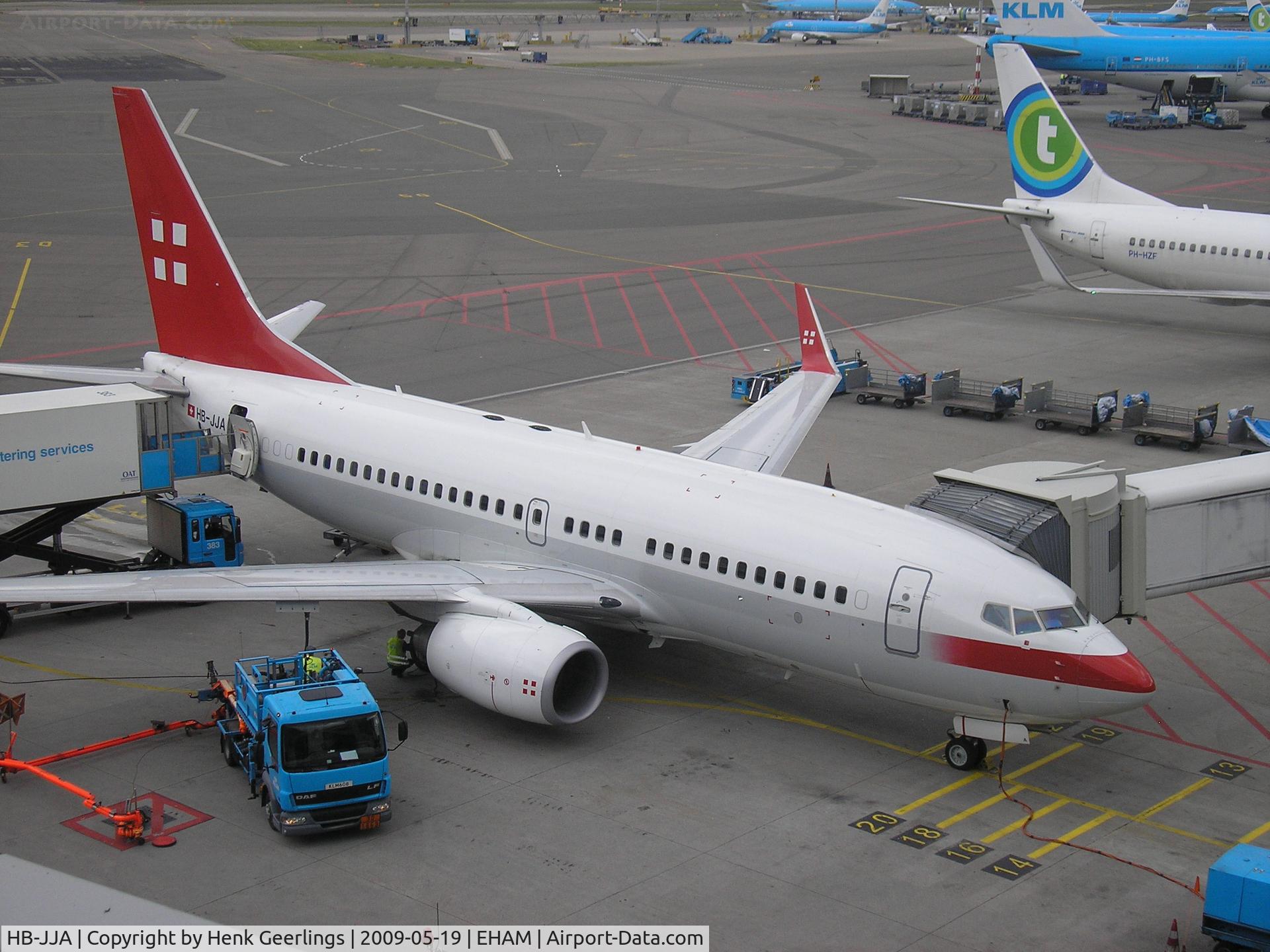 HB-JJA, 2005 Boeing 737-7AK BBJ C/N 34303, Schiphol;  ready for the KLM  non stop flt to Houston
