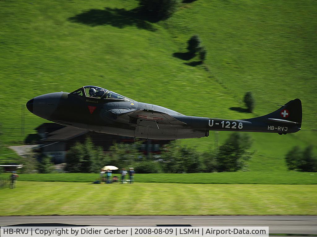 HB-RVJ, 1959 De Havilland (F+W Emmen) Vampire T55 (DH-115) C/N 988, Takk-off from Rwy 32 to passenger flight