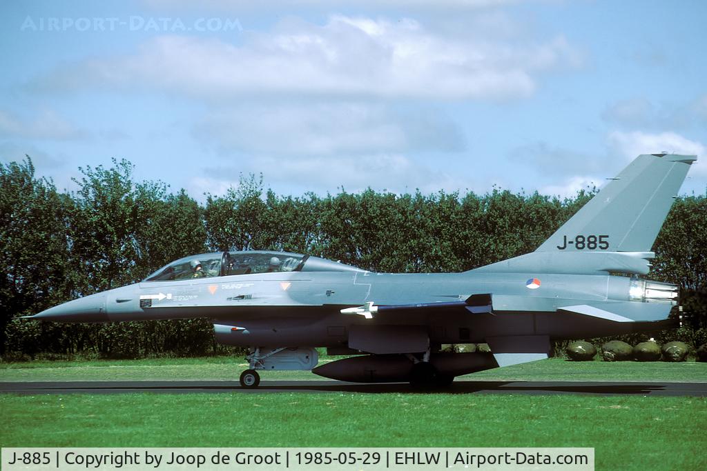 J-885, 1985 Fokker F-16B Fighting Falcon C/N 6E-26, This picture was taken shortly after the F-16 was delivered to the NlAF. Now it has been sold to Chile.