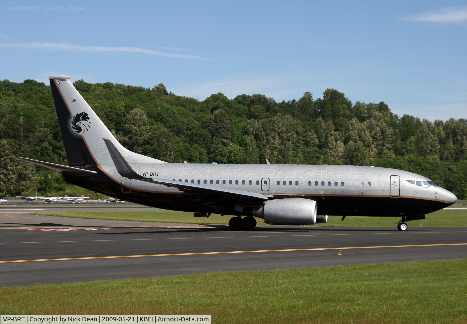VP-BRT, 2001 Boeing 737-7BC C/N 32970, KBFI One of the attendees of this years CEO summit hosted by Bill Gates departing 31L on a nonstop to Nice Cote D'Azur the Monte Carlo Grand Prix is this weekend!!