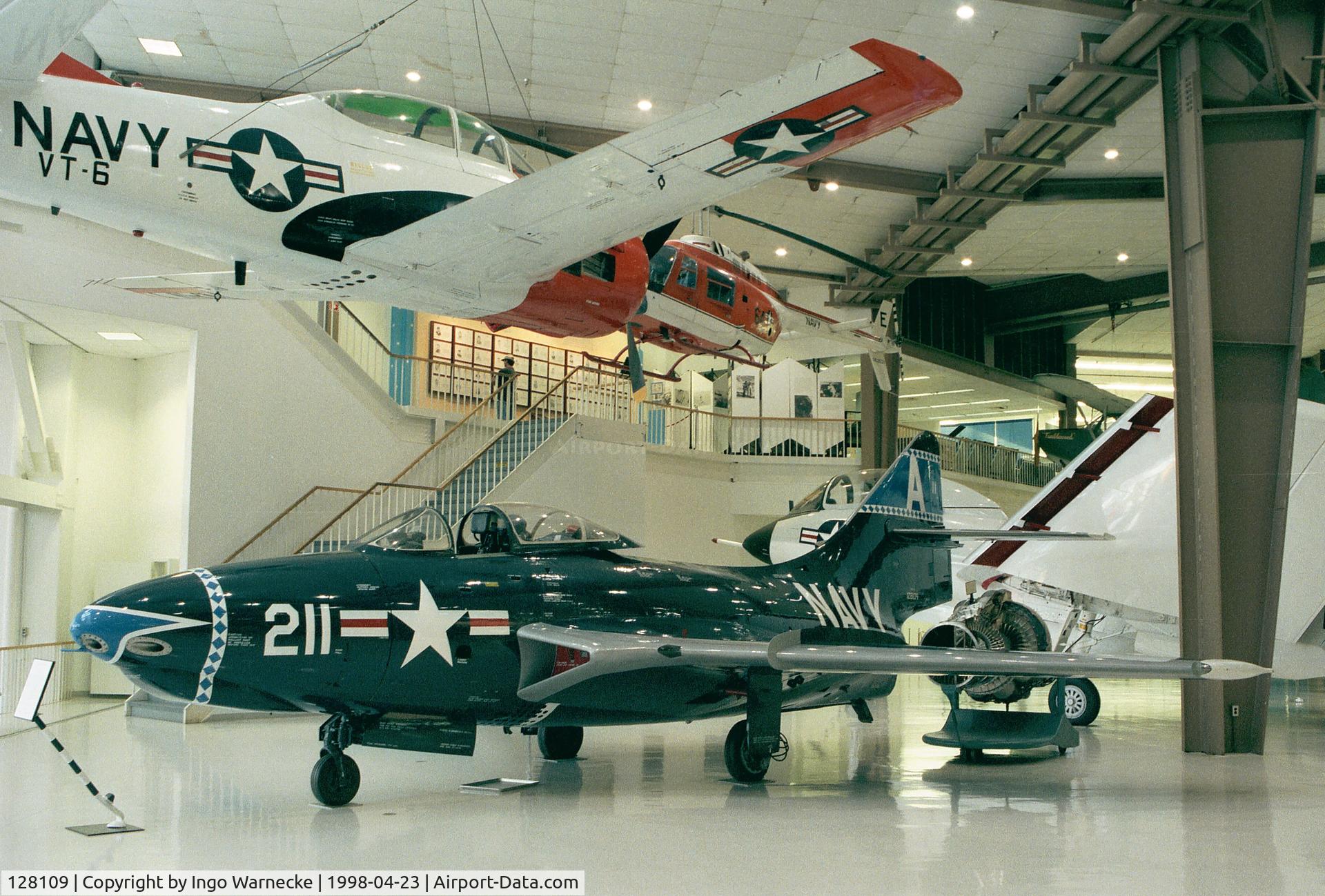 128109, 1952 Grumman F9F-6 Cougar C/N Not found 128109, Grumman F9F-6 Cougar at the Museum of Naval Aviation, Pensacola FL