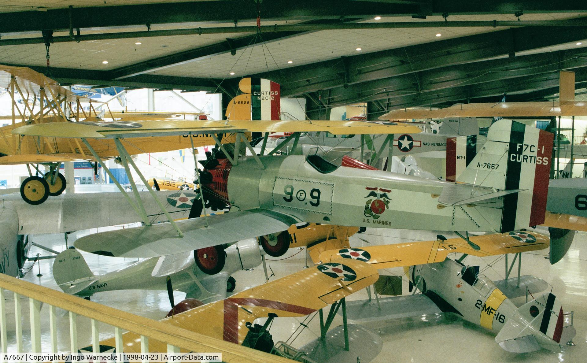 A7667, 1928 Curtiss F7C-1 C/N Not found A-7667, Curtiss F7C-1 at the Museum of Naval Aviation, Pensacola FL