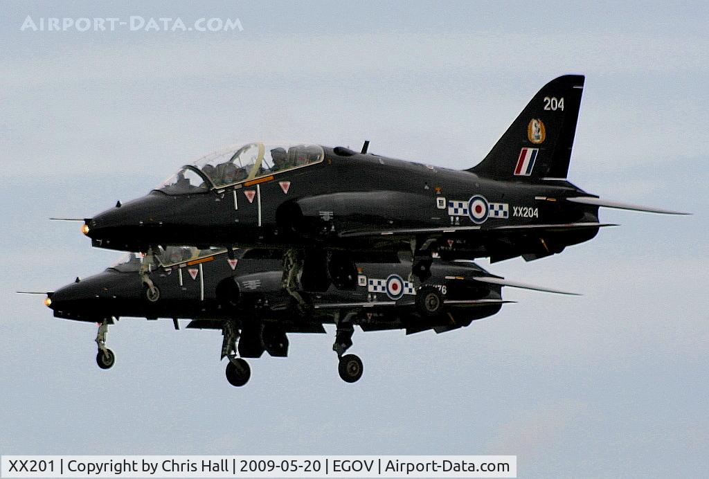 XX201, 1978 Hawker Siddeley Hawk T.1A C/N 048/312048, with XX176 of No 4 FTS/19(R) Sqn