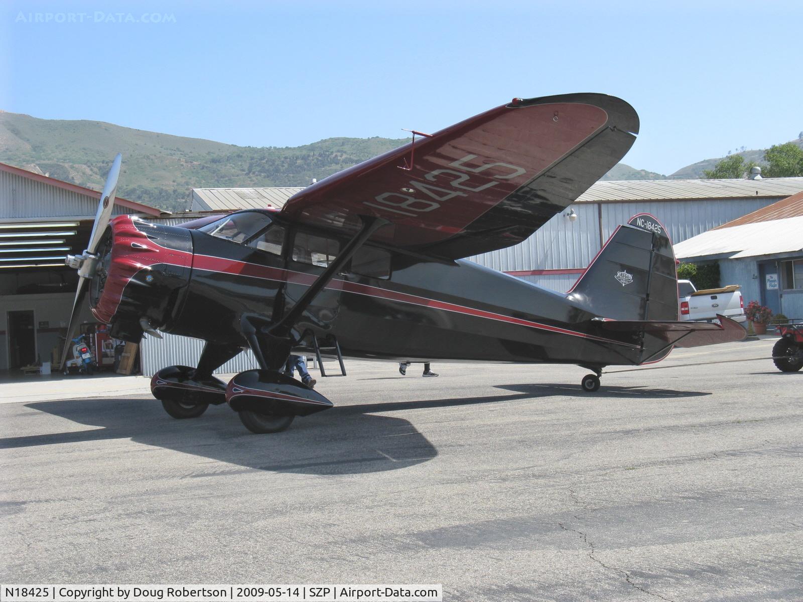N18425, 1937 Stinson SR-9F Reliant C/N 5715, 1937 Stinson SR-9F 'Gullwing' RELIANT, Pratt & Whitney R-985 Wasp Jr. 450 Hp upgrade from original Wright 450 Hp radial, in tow