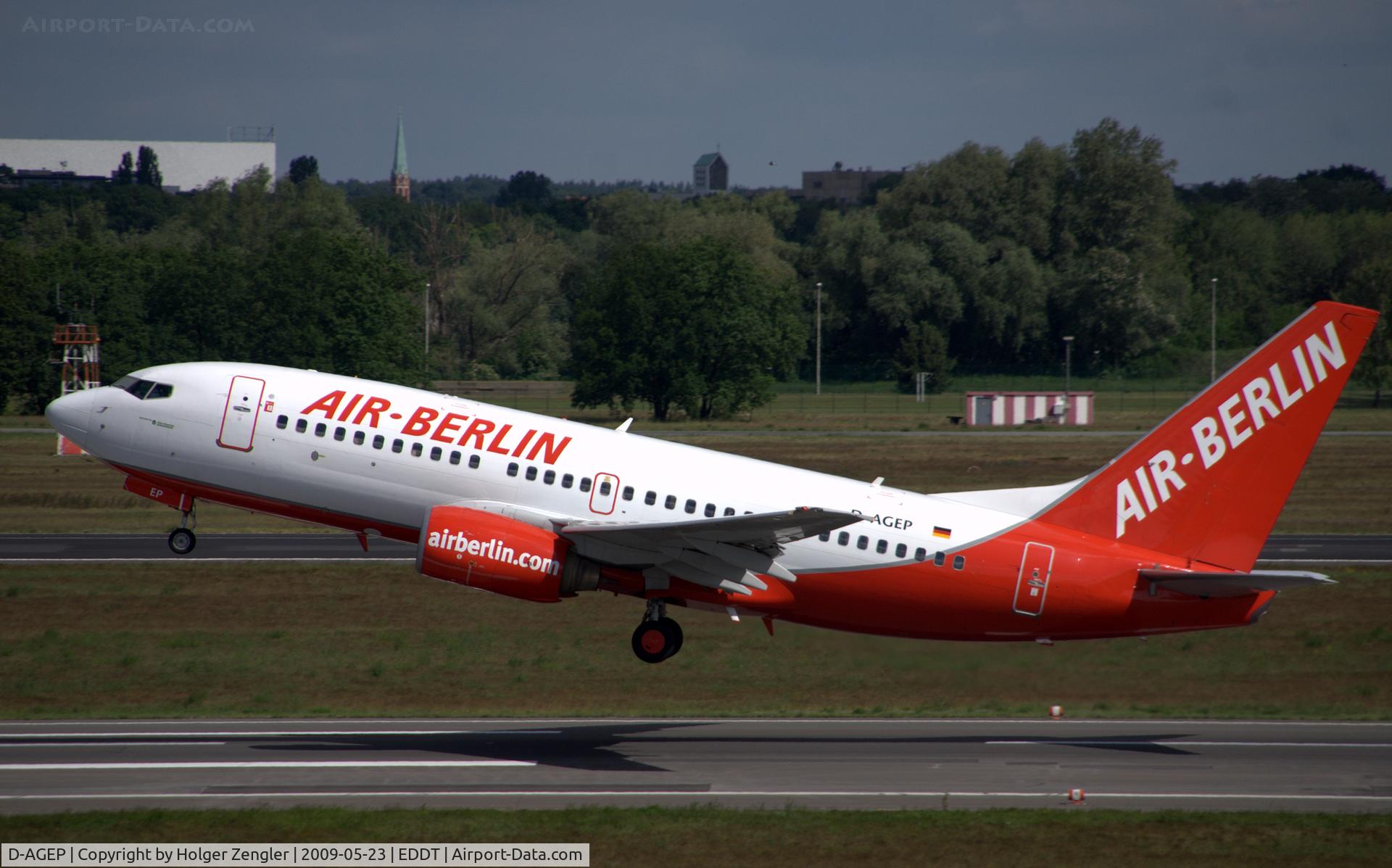 D-AGEP, 1998 Boeing 737-75B C/N 28102, Flight AB 1006 to Baden-Baden has just left TXL