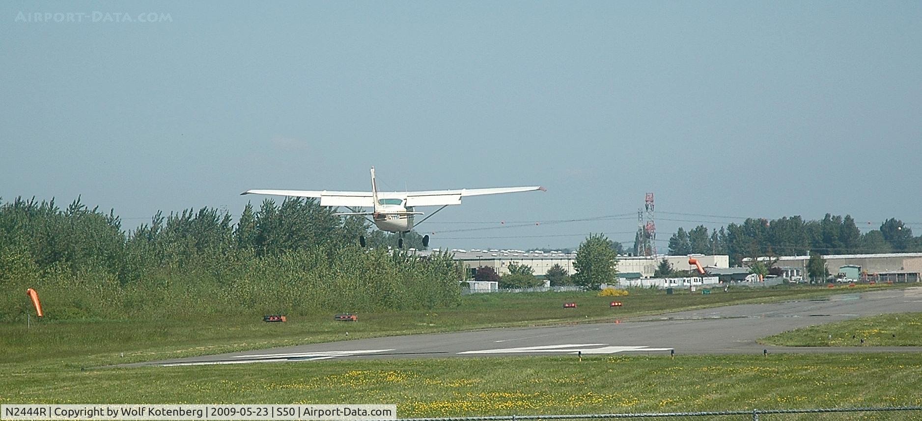 N2444R, 1964 Cessna 182G Skylane C/N 18255544, seconds from touchdown