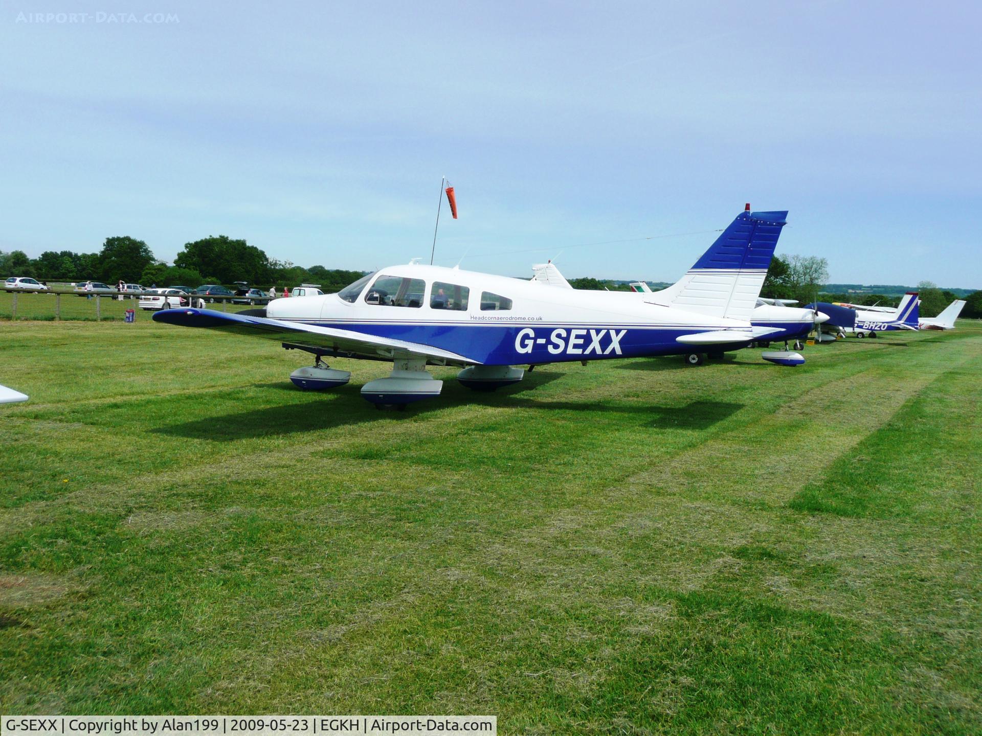G-SEXX, 1978 Piper PA-28-161 Cherokee Warrior II C/N 28-7816196, Parked at Headcorn Aerodrome, Kent, UK