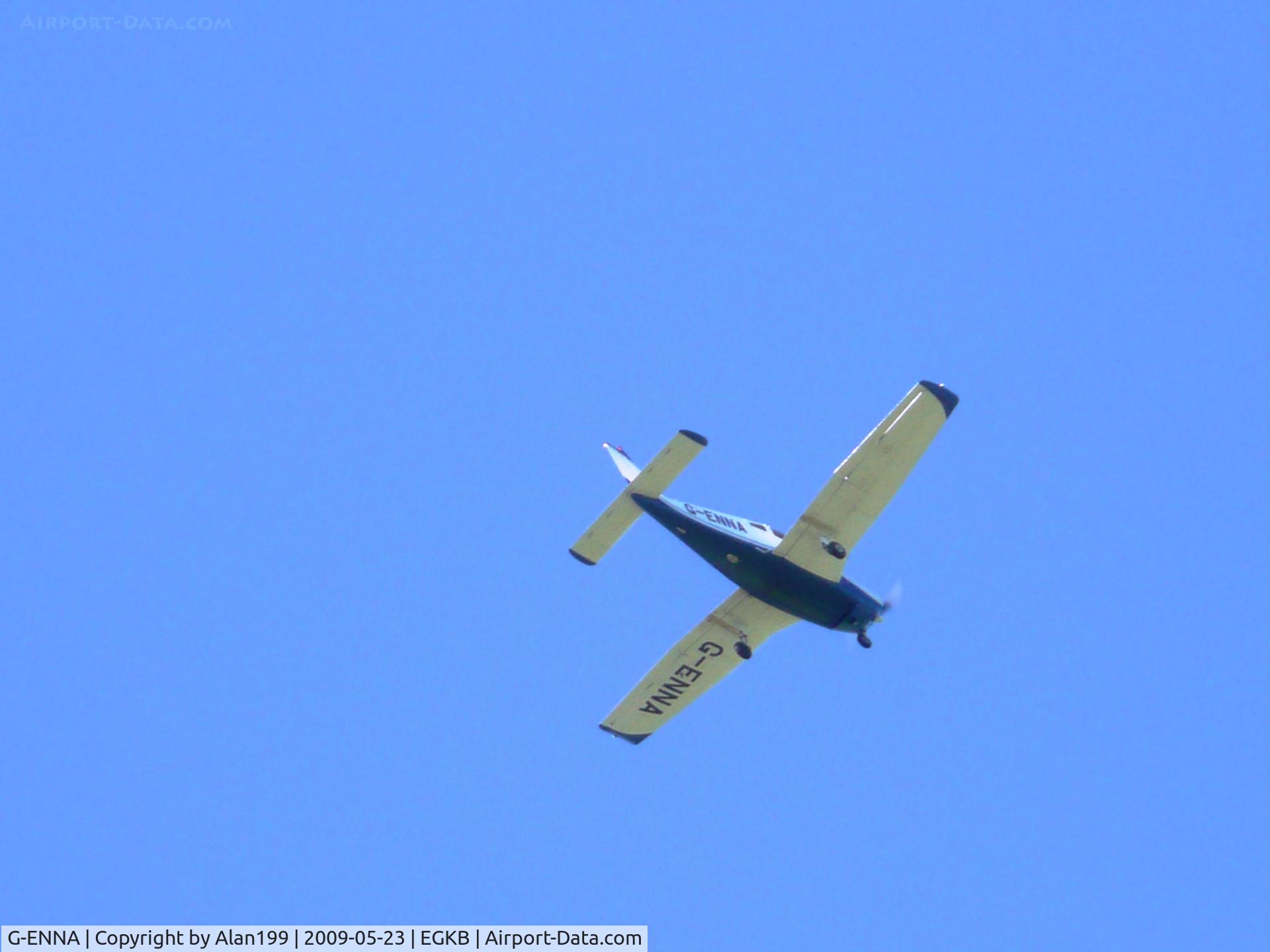 G-ENNA, 1978 Piper PA-28-161 Warrior II C/N 28-7916060, Flying overhead at Biggin Hill, Kent, UK