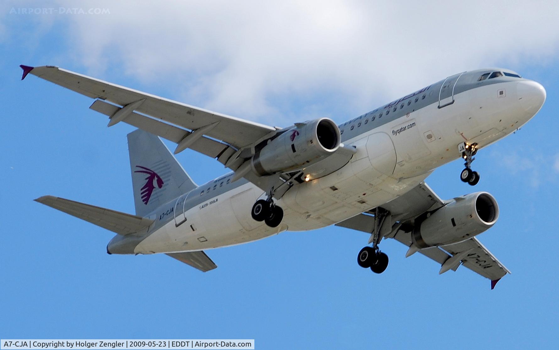 A7-CJA, Airbus A319-133LR C/N 1656, Flight QR 053 from Doha at the blue sky of Berlin