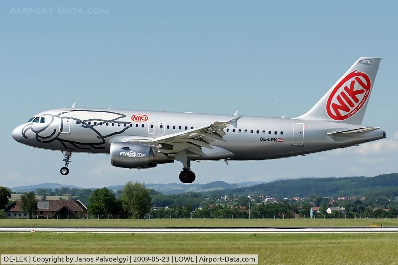 OE-LEK, 2007 Airbus A319-112 C/N 3019, FlyNiki A319 landing LNZ