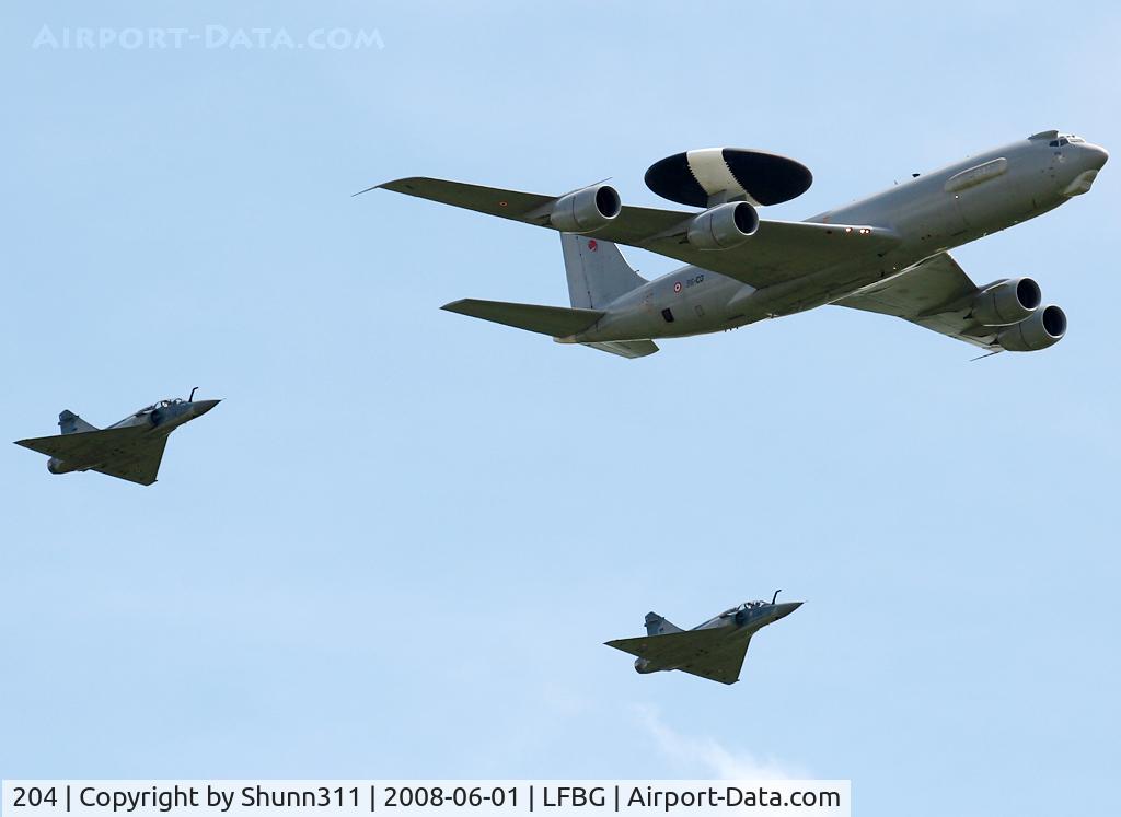 204, 1991 Boeing E-3F Sentry C/N 24510/1009, One pass with 2 Mirage 2000B during Cognac Airshow 2008
