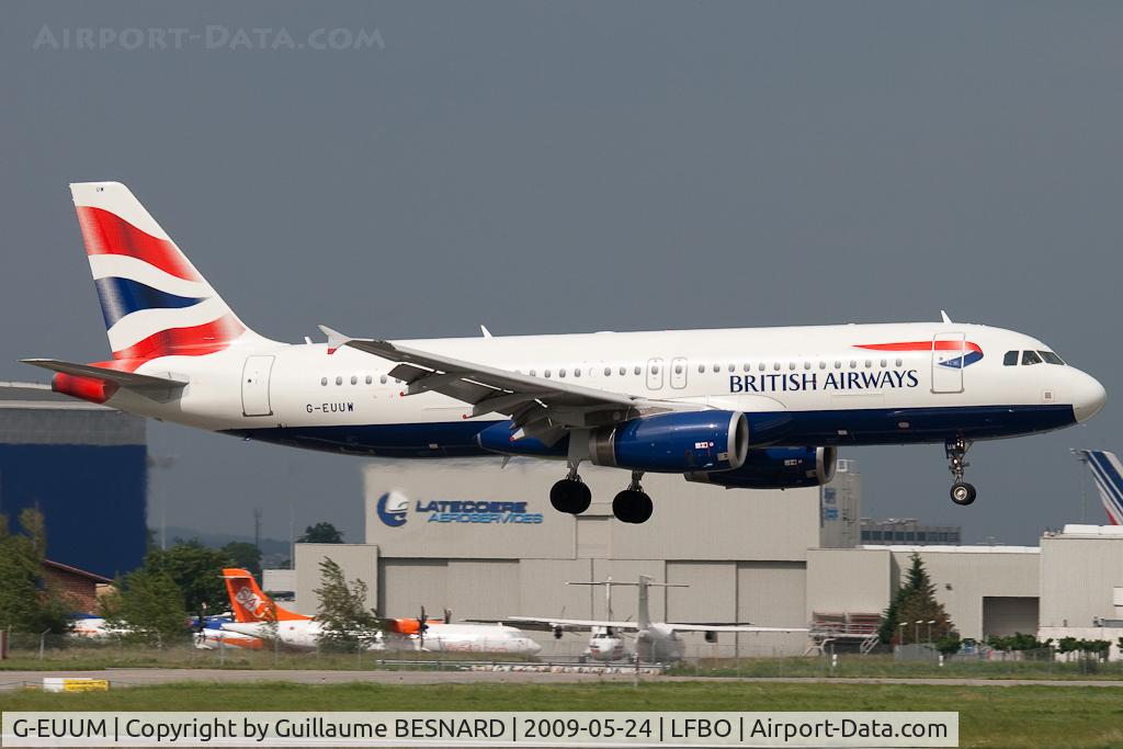 G-EUUM, 2002 Airbus A320-232 C/N 1907, Landing 14R