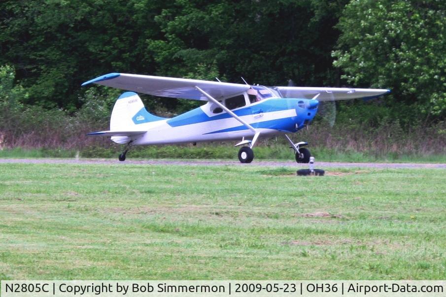 N2805C, 1954 Cessna 170B C/N 26348, Arriving at the Riverside breakfast fly-in at Zanesville, Ohio.