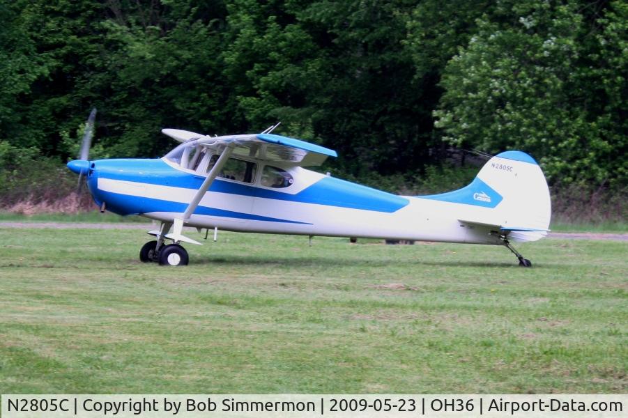 N2805C, 1954 Cessna 170B C/N 26348, Arriving at the Riverside breakfast fly-in at Zanesville, Ohio.