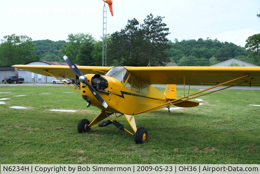 N6234H, 1946 Piper J3C-65 Cub C/N 19408, Riverside breakfast fly-in at Zanesville, Ohio