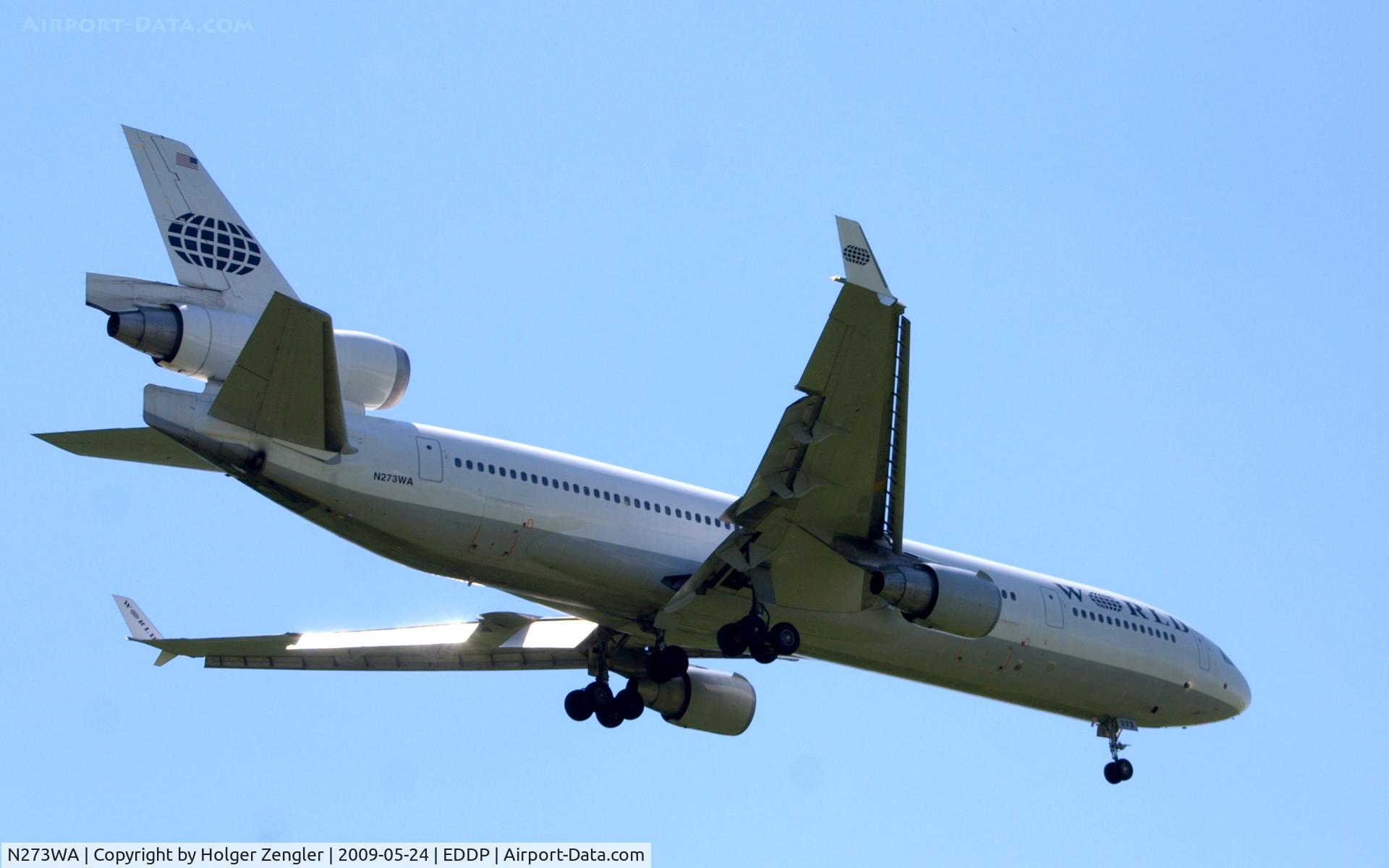 N273WA, 1993 McDonnell Douglas MD-11 C/N 48519, WORLD´s middle east shuttle arrives at sunny LEJ