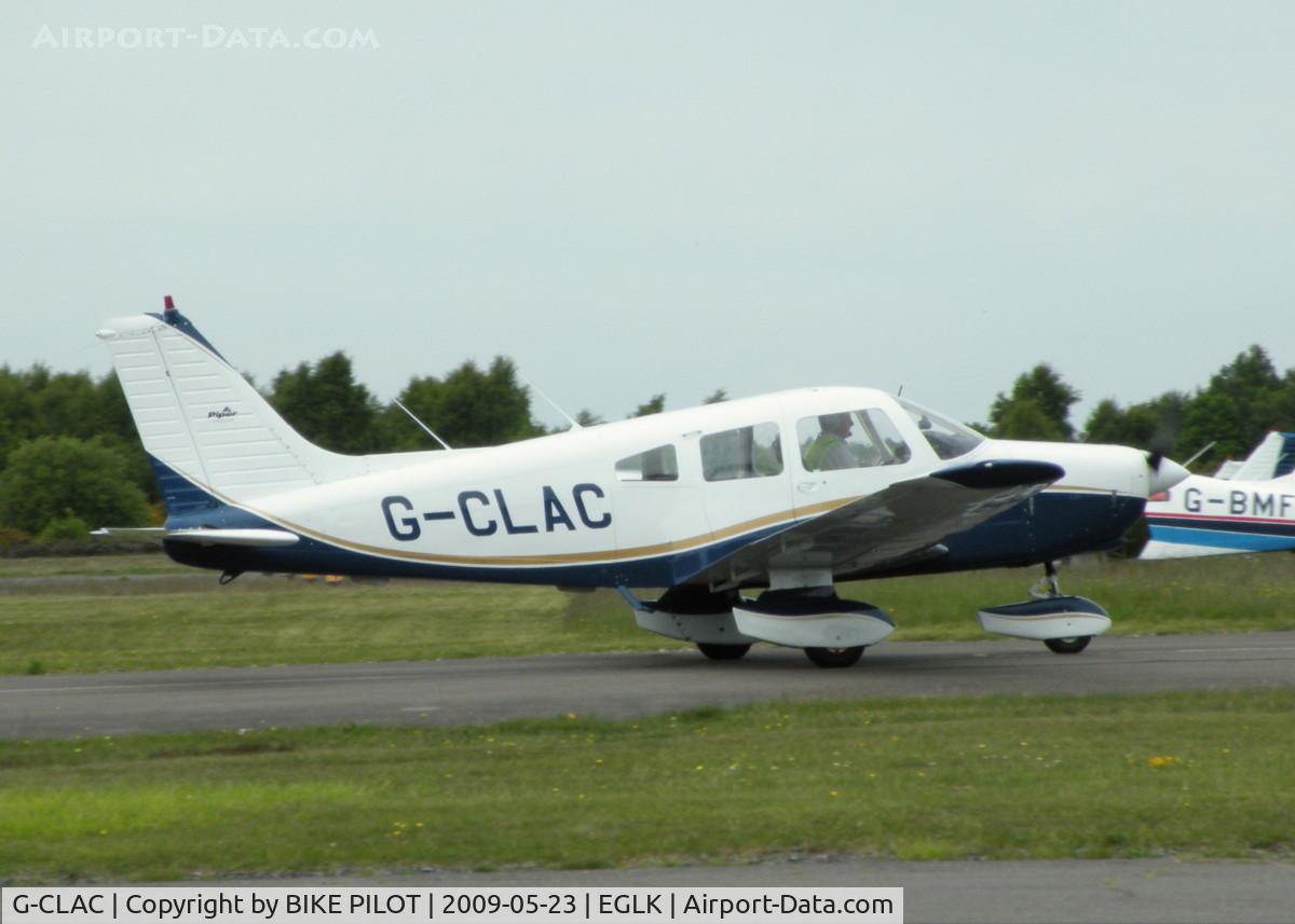 G-CLAC, 1981 Piper PA-28-161 Cherokee Warrior II C/N 28-8116241, RESIDENT CHEROKEE TAXYING TO RWY 25