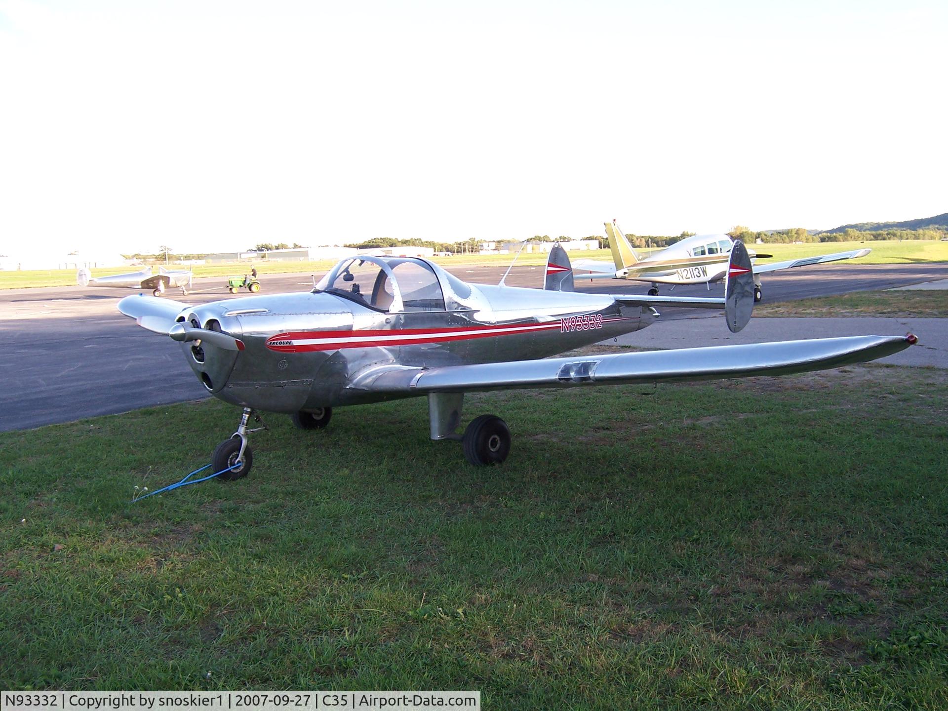 N93332, 1946 Erco 415C Ercoupe C/N 655, Ercoupe - Silver with Red/white stripe