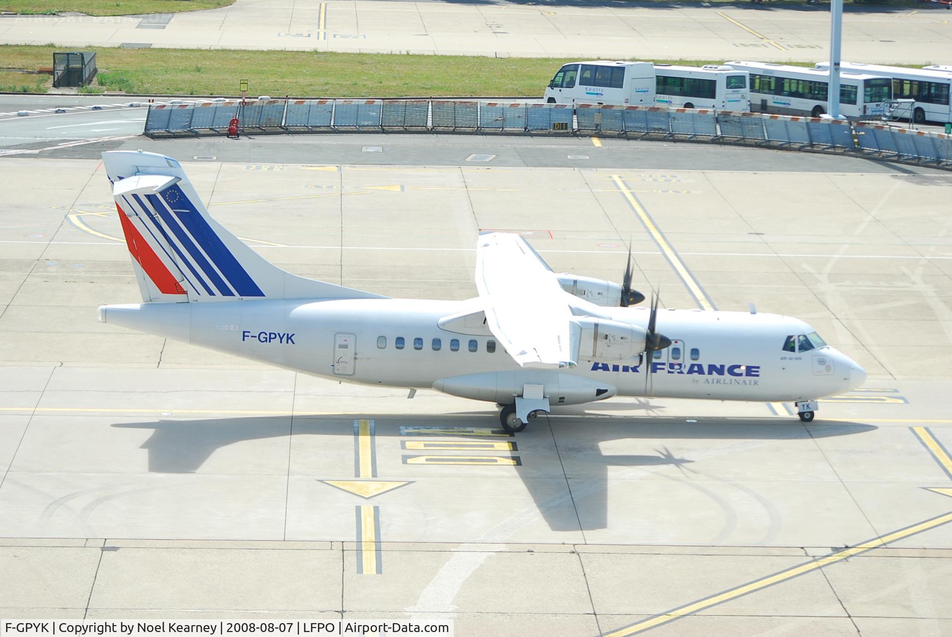 F-GPYK, 1997 ATR 42-500 C/N 537, Taken from terrace above terminal 2
