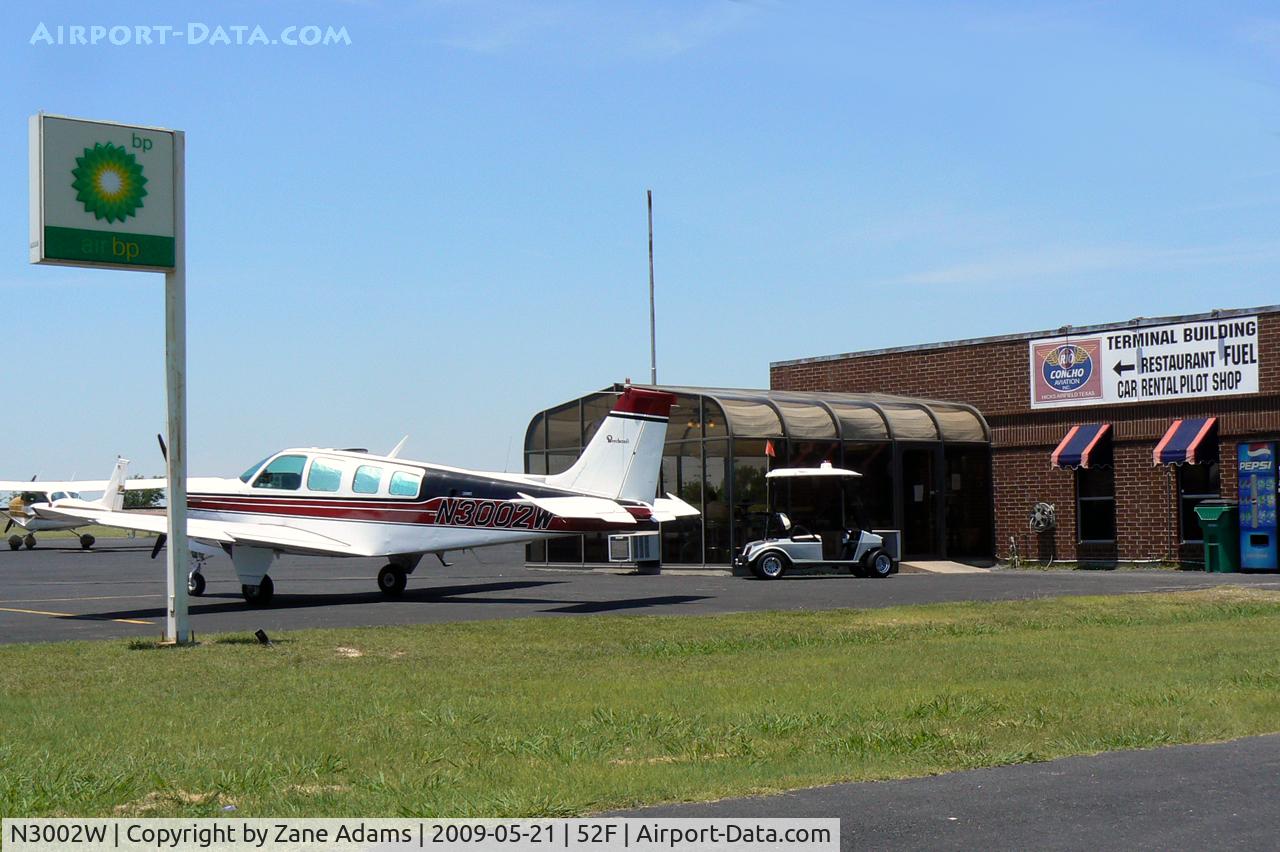 N3002W, 1973 Beech A36 Bonanza 36 C/N E-453, At Hicks Field - Rio Concho Cafe - Good $100 hamburger joint
