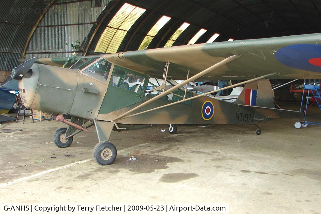 G-ANHS, 1942 Taylorcraft G Auster 4 C/N 737, MT197 - 1942 Auster parked at a rural Midlands airfield