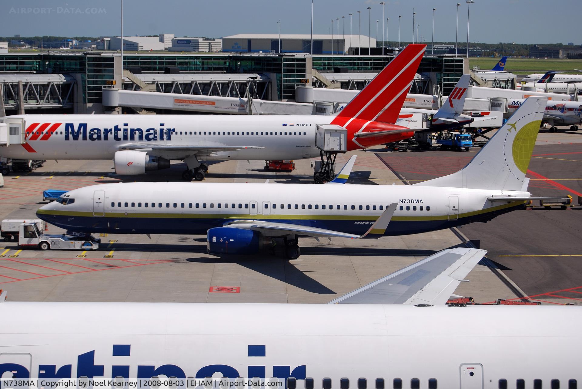 N738MA, 2004 Boeing 737-8Q8 C/N 32799, From Public viewing terrace - on lease to Martinair