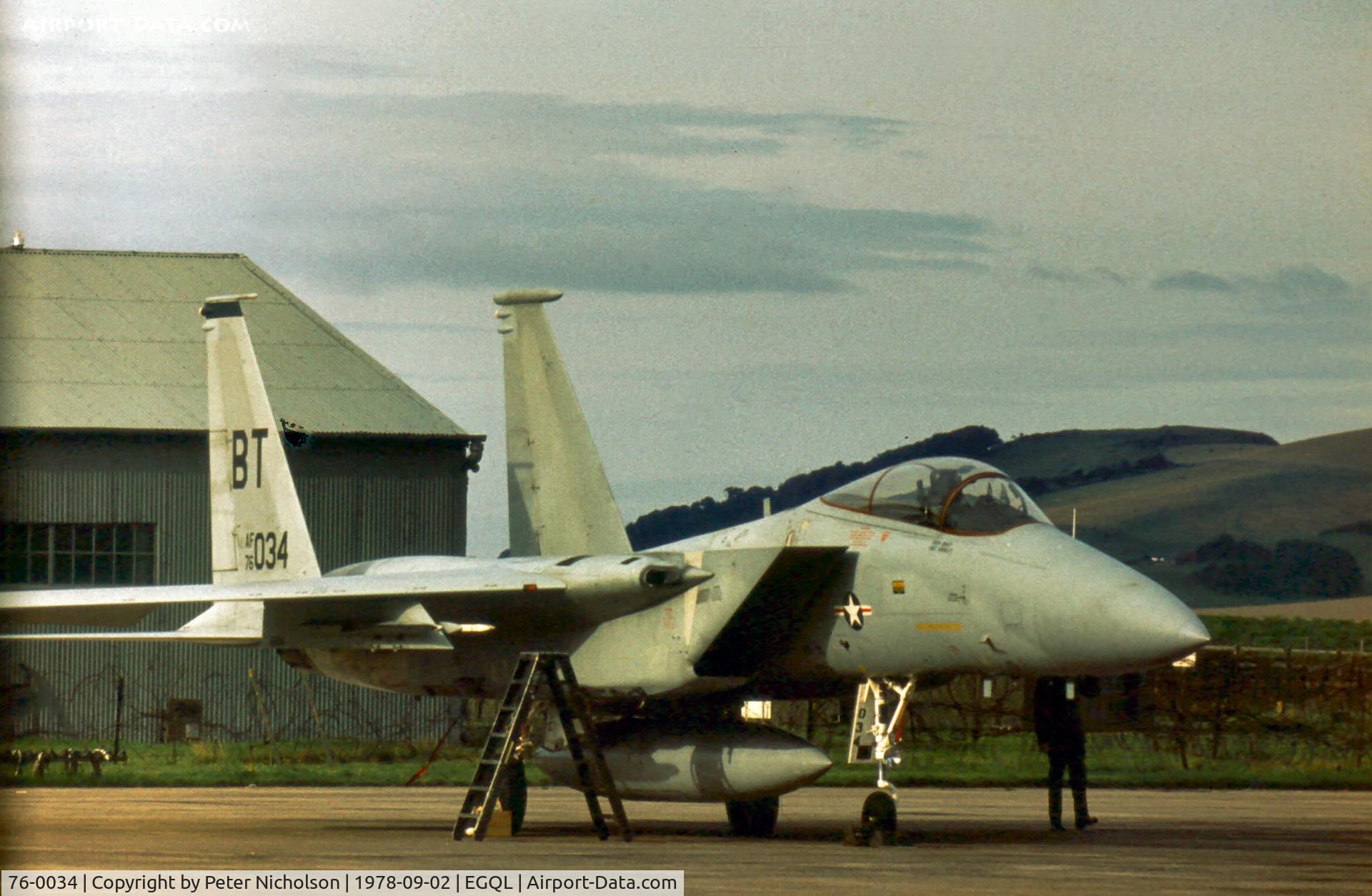 76-0034, 1976 McDonnell Douglas F-15A Eagle C/N 0215/A186, 36 Tactical Fighter Wing F-15A Eagle displayed at the 1978 Leuchars Airshow.