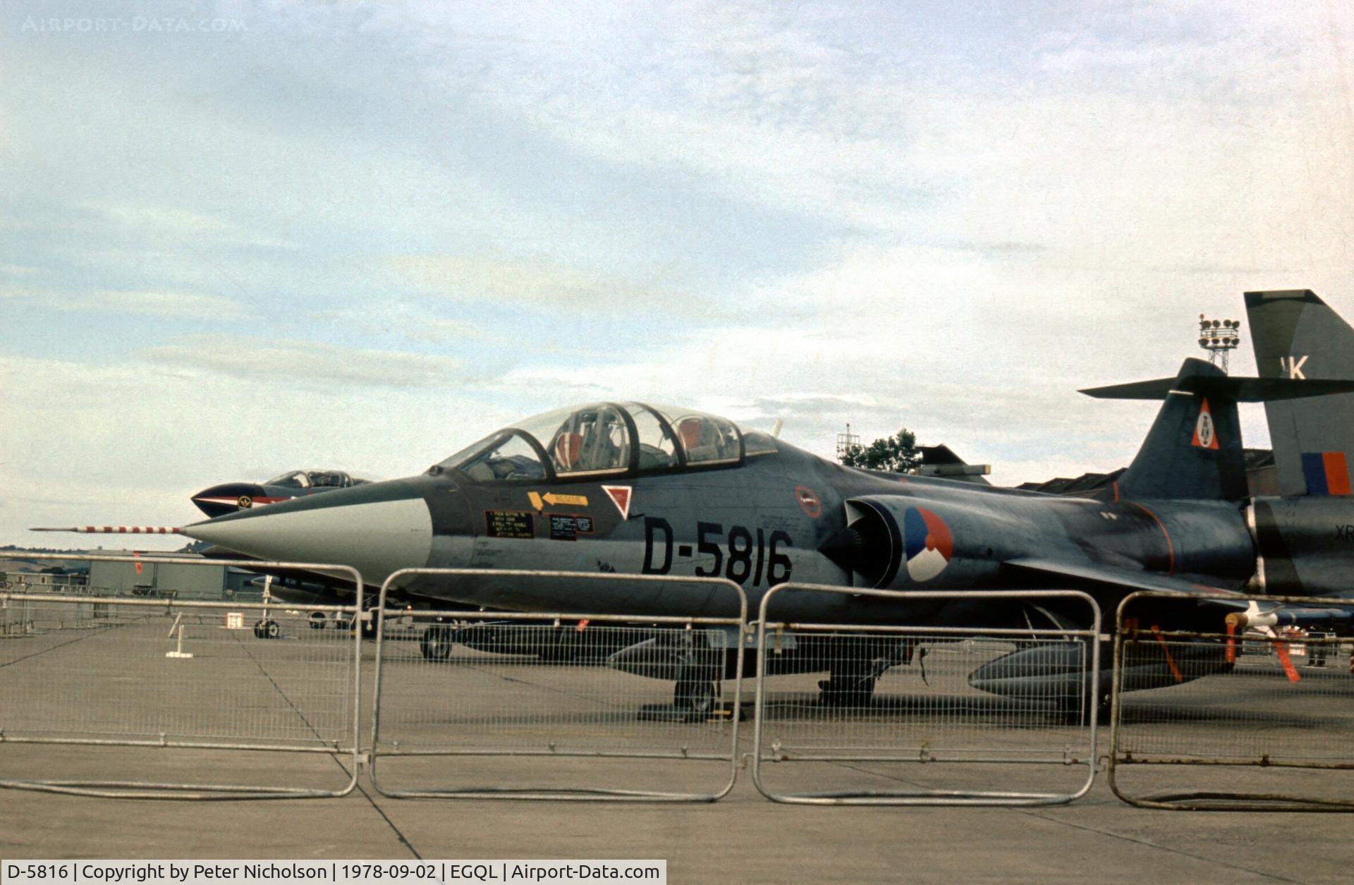 D-5816, 1967 Lockheed TF-104G Starfighter C/N 583E-5816, TF-104G Starfighter of the Royal Netherlands Air Force at the 1978 Leuchars Airshow.