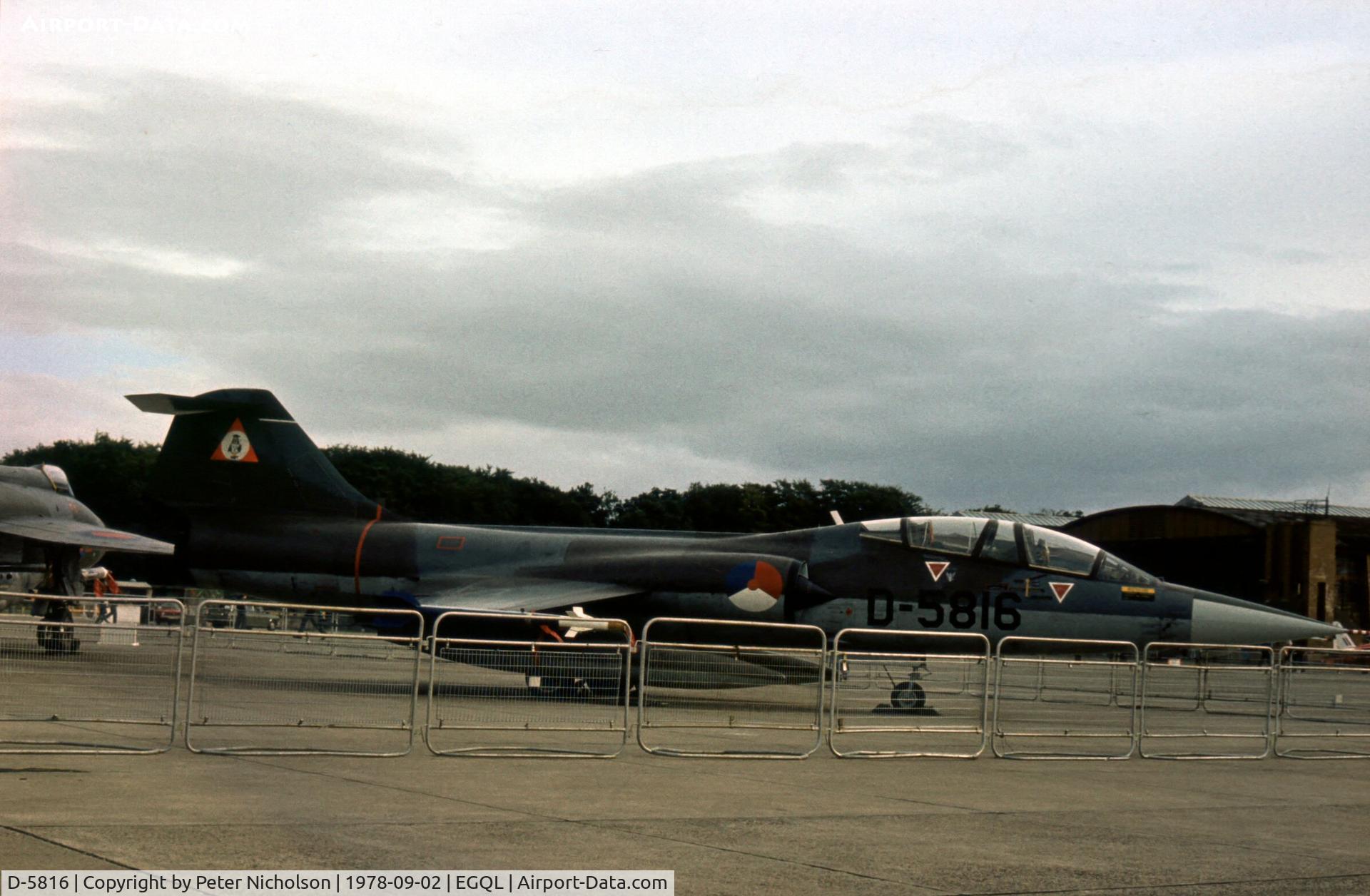 D-5816, 1967 Lockheed TF-104G Starfighter C/N 583E-5816, Another view of the Dutch TF-104G Starfighter at the 1978 Leuchars Airshow.