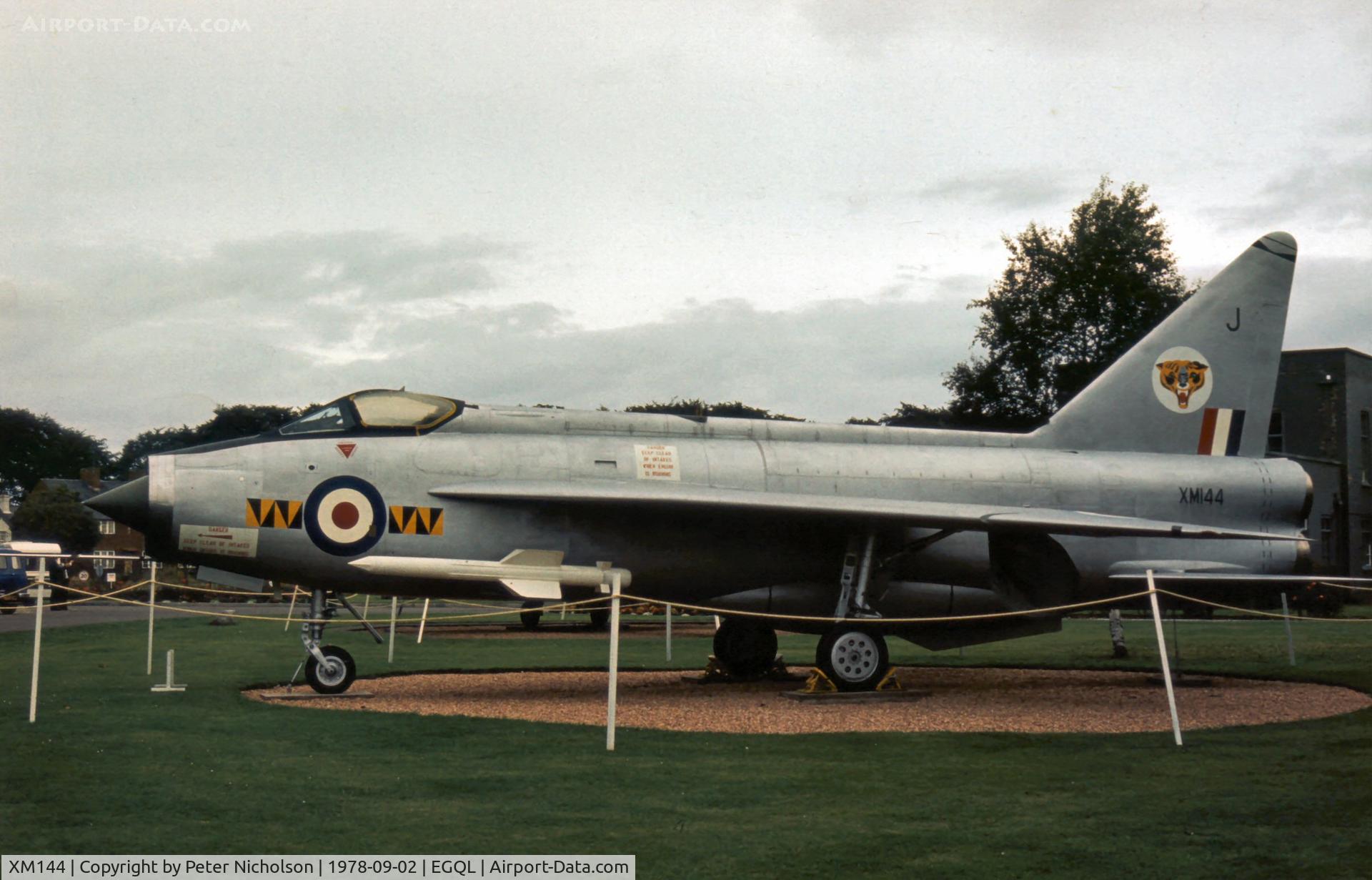 XM144, 1960 English Electric Lightning F.1A C/N 95040, Another view of the gate guardian in 74 Squadron markings at the 1978 Leuchars Airshow.