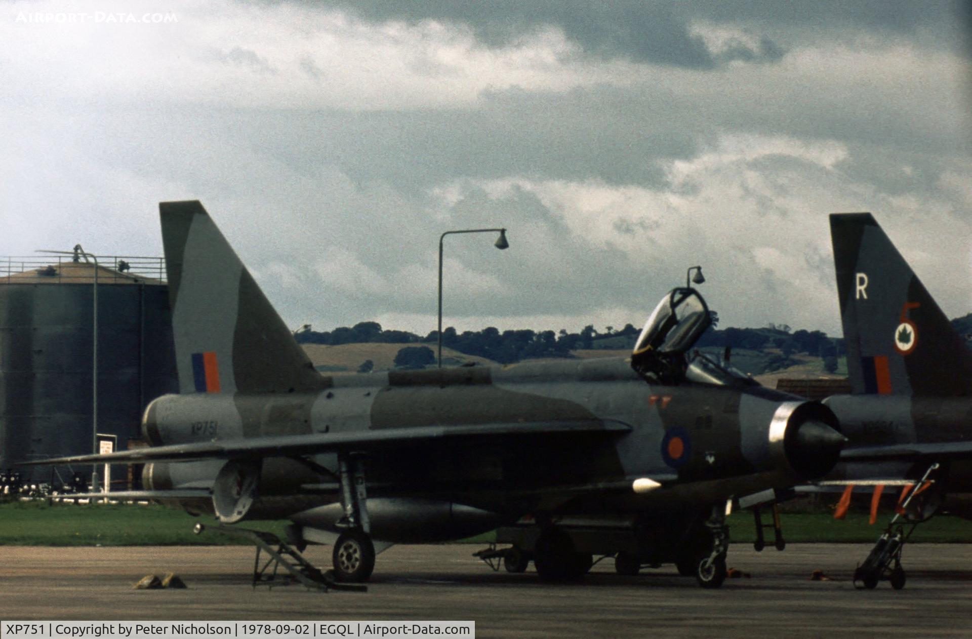 XP751, 1964 English Electric Lightning F.3 C/N 95180, Lightning F.3 of the Lightning Training Flight on display at the 1978 Leuchars Airshow.