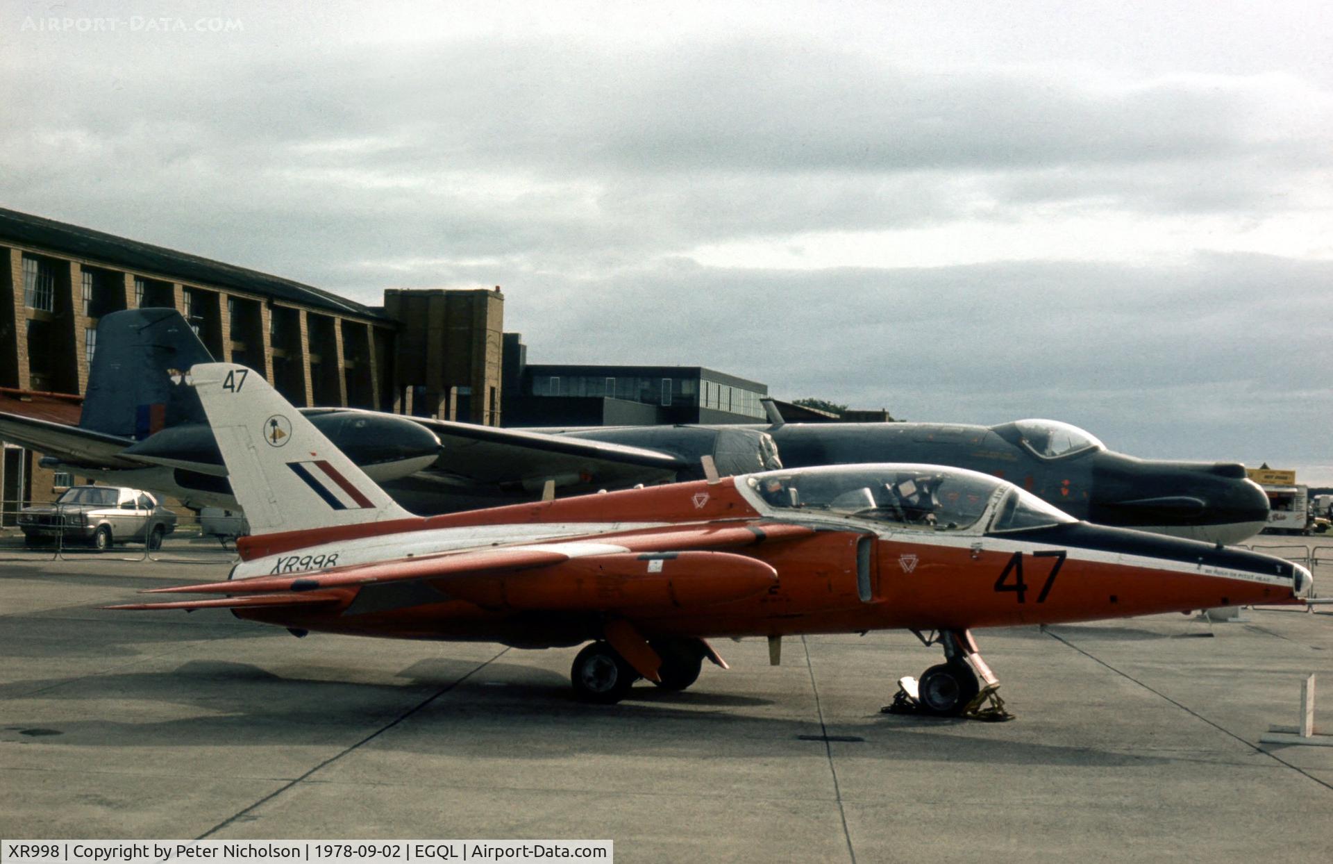 XR998, 1964 Hawker Siddeley Gnat T.1 C/N FL592, Gnat T.1 of 4 Flying Training School on display at the 1978 Leuchars Airshow.