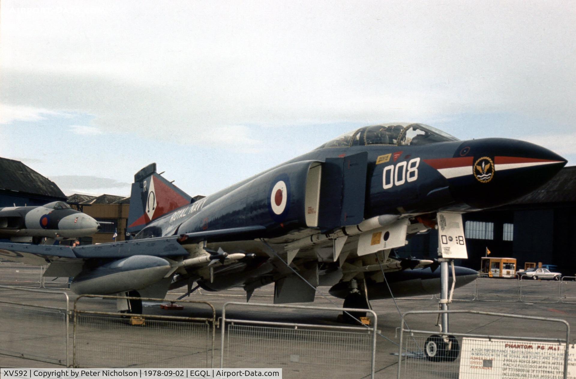XV592, 1969 McDonnell Douglas Phantom FG1 C/N 9346/3424, Phantom FG.1 of 892 Squadron on display at the 1978 Leuchars Airshow.