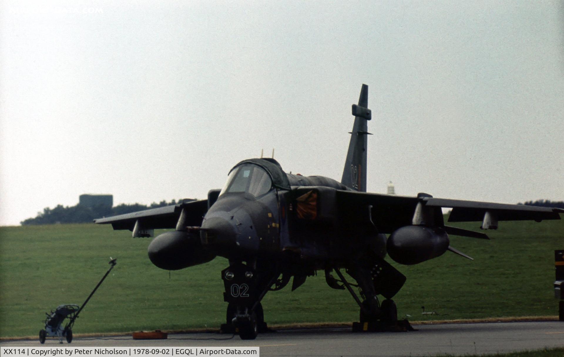 XX114, 1973 Sepecat Jaguar GR.1 C/N S.7, Jaguar GR.1 of 226 Operational Conversion Unit on display at the 1978 Leuchars Airshow.