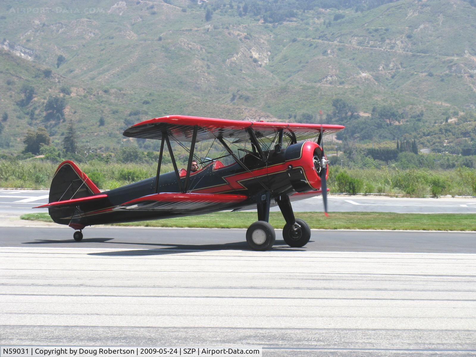 N59031, 1941 Boeing A75N1(PT17) C/N 75-3808, 1941 Boeing Stearman A75N1, Continental W670 220 Hp, taxi off Rwy 22