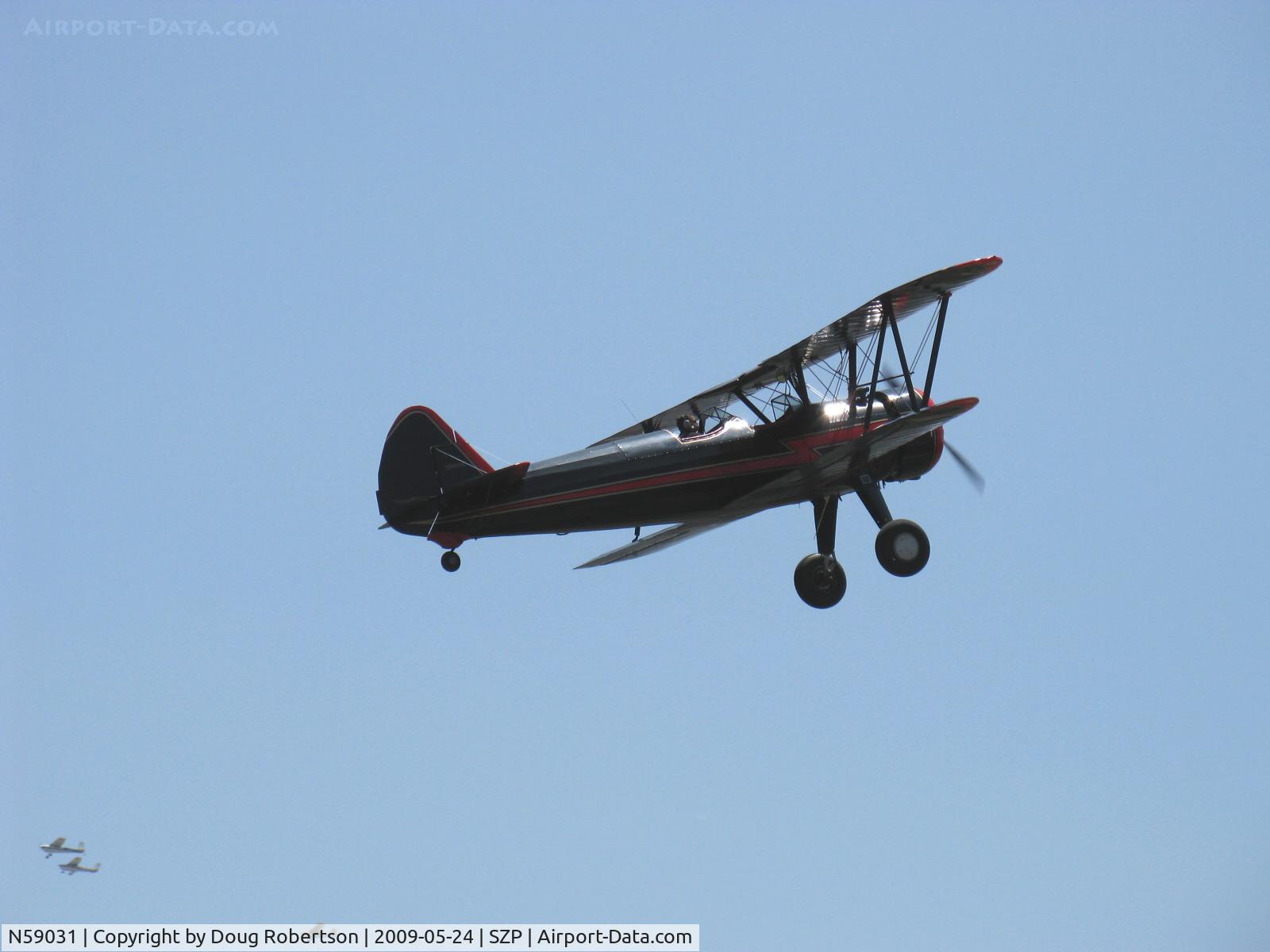 N59031, 1941 Boeing A75N1(PT17) C/N 75-3808, 1941 Boeing Stearman A75N1, Continental W670 220 Hp, takeoff climb Rwy 22