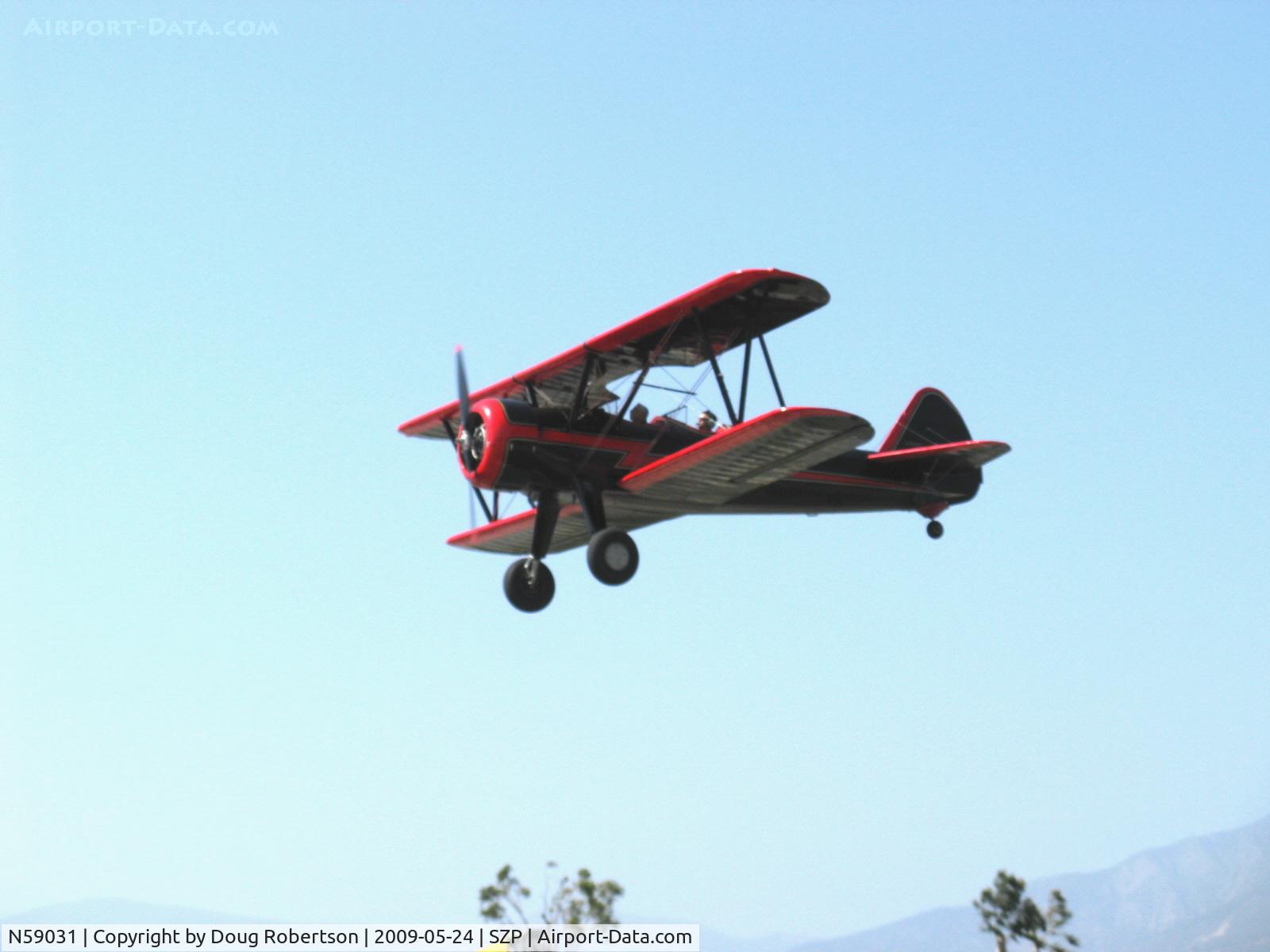 N59031, 1941 Boeing A75N1(PT17) C/N 75-3808, 1941 Boeing Stearman A75N1, Continental W670 220 Hp, on final Rwy 22