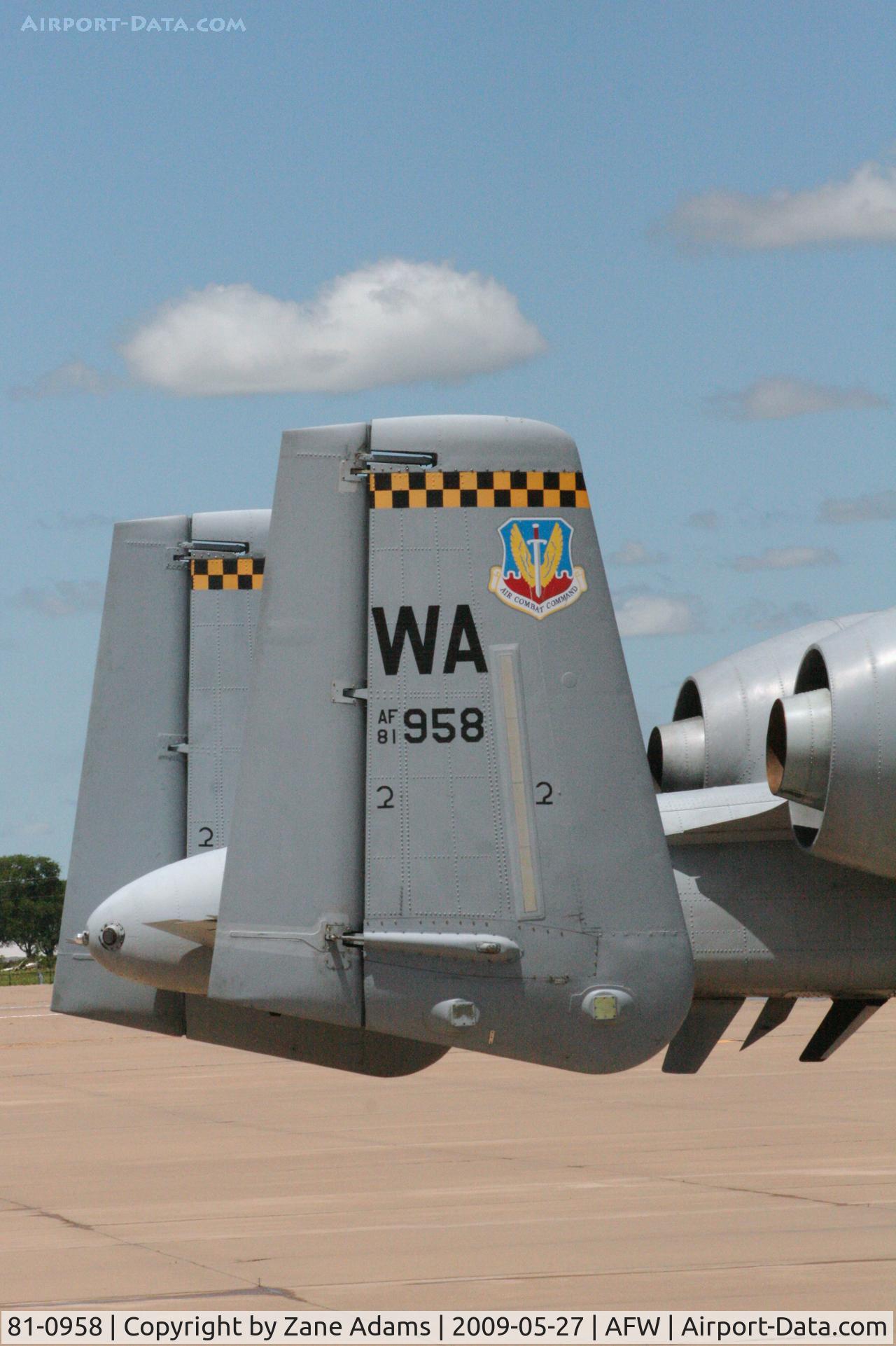 81-0958, 1981 Fairchild Republic A-10A Thunderbolt II C/N A10-0653, At Alliance, Fort Worth