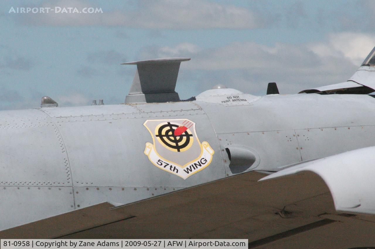 81-0958, 1981 Fairchild Republic A-10A Thunderbolt II C/N A10-0653, At Alliance, Fort Worth